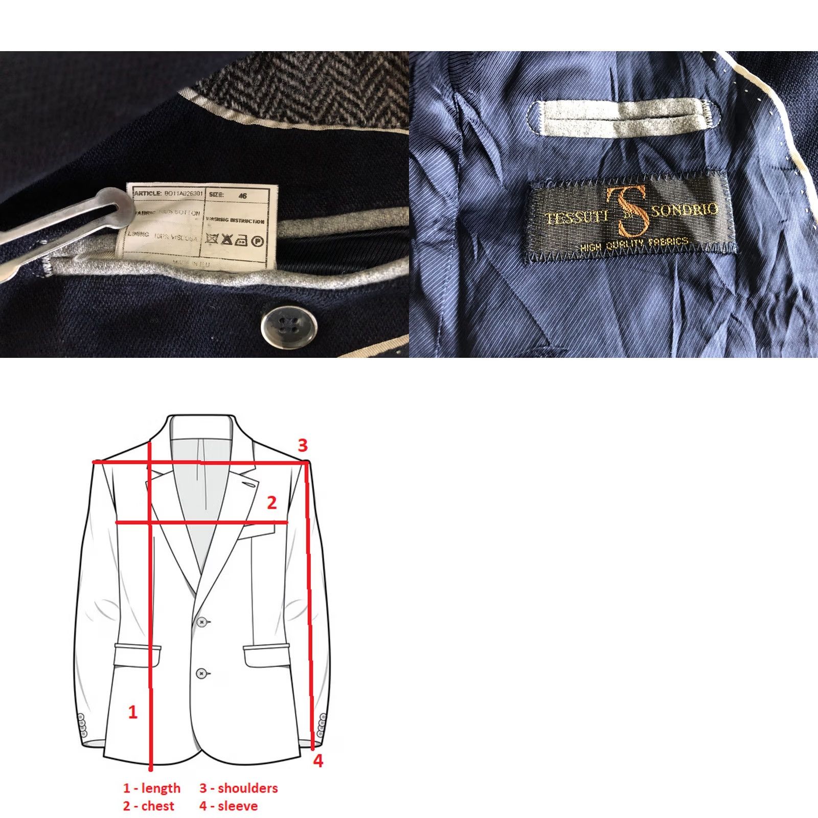 Vintage Boggi Milano Blazer Men's Cotton Dark Blue 46 Blazer Jacket Regular Length Mid-Length Button Closure Casual Vintage: No Size 46R - 9 Thumbnail