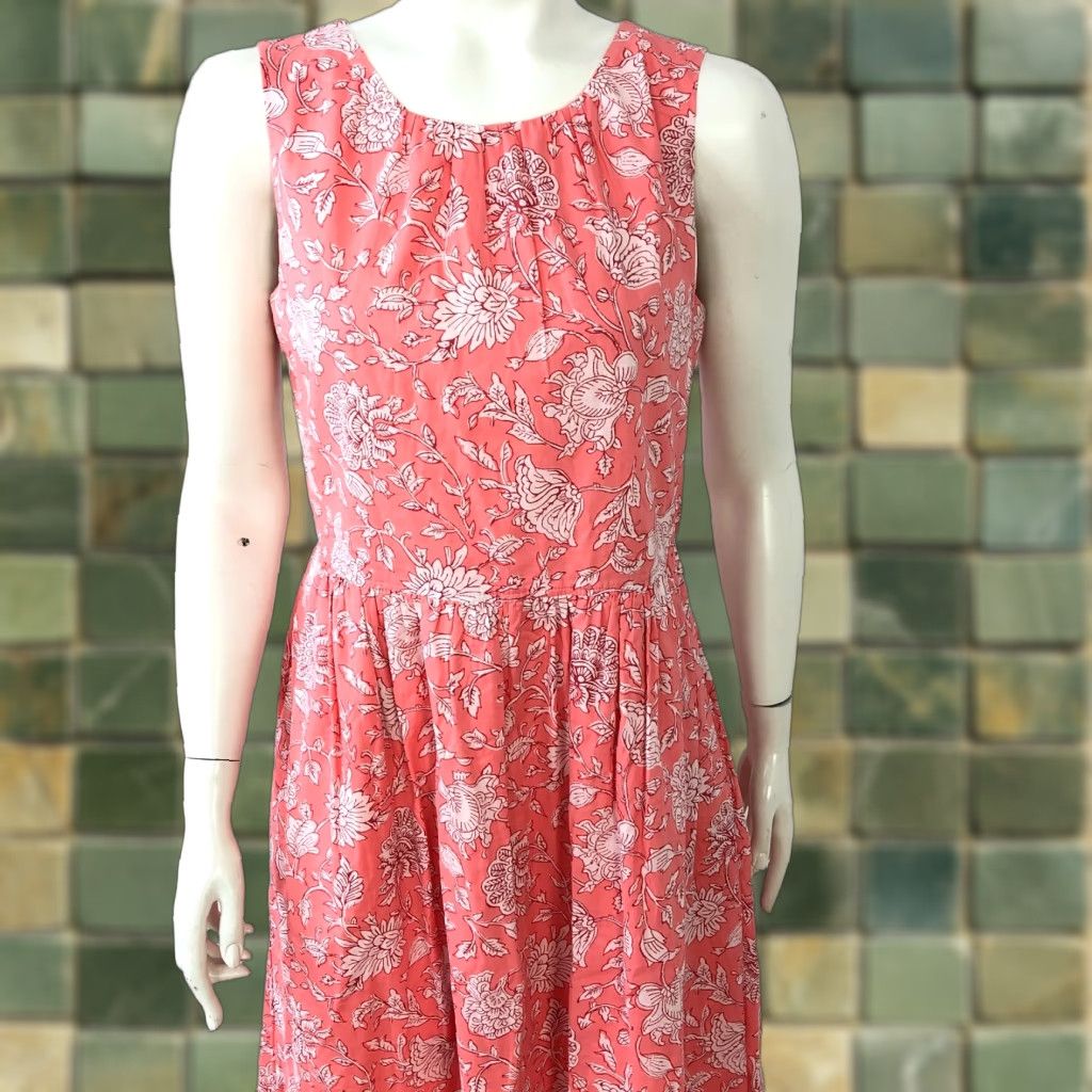 J.Crew J.Crew Factory 4 Fit and Flare Midi Dress Pink Floral Sleeveless Casual Party/Cocktail Womens Midi Dress Size S / US 4 / IT 40 - 1 Thumbnail