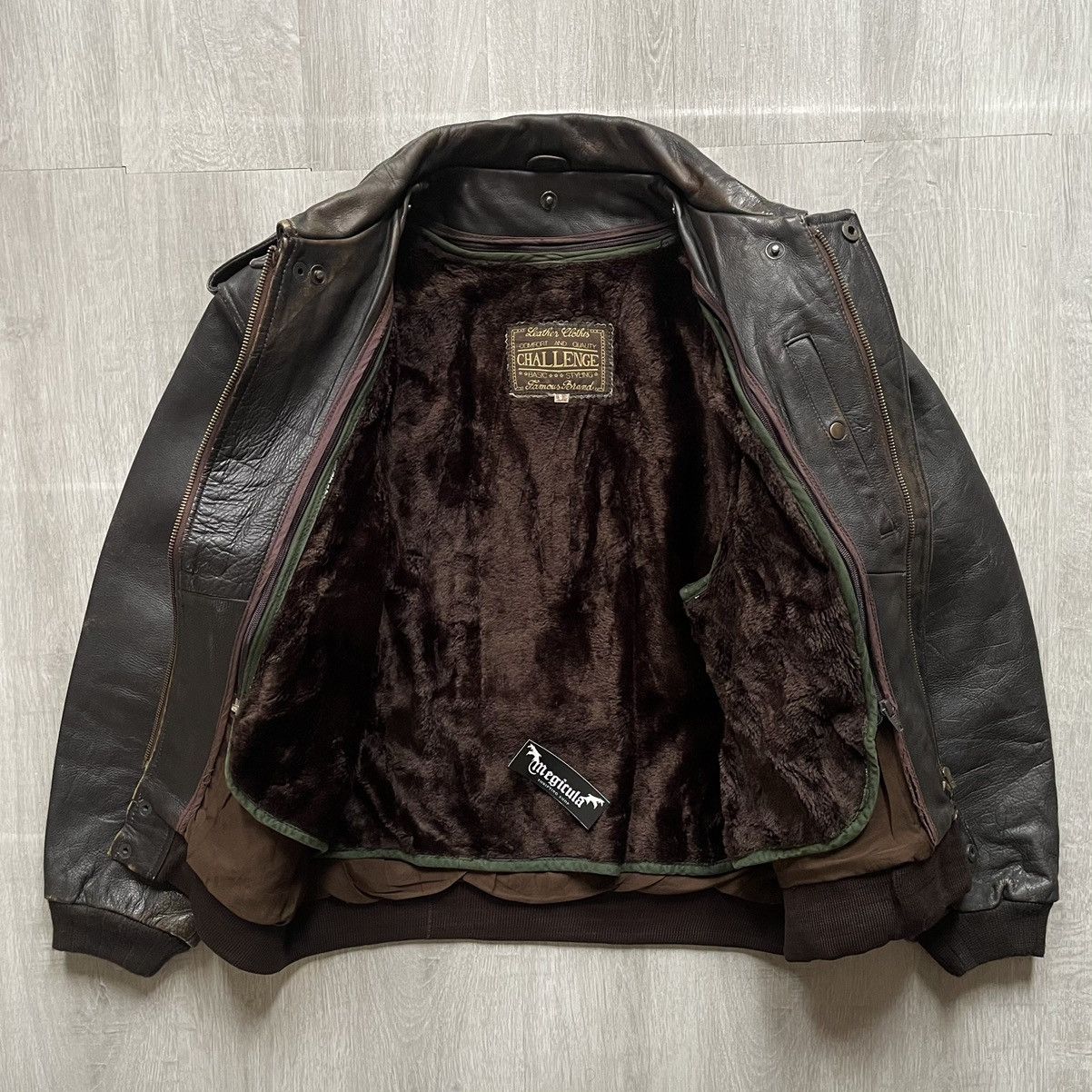 Other Challenge Vintage Pilot Flight Genuine Leather Jacket Size US L / EU 52-54 / 3 - 3 Thumbnail