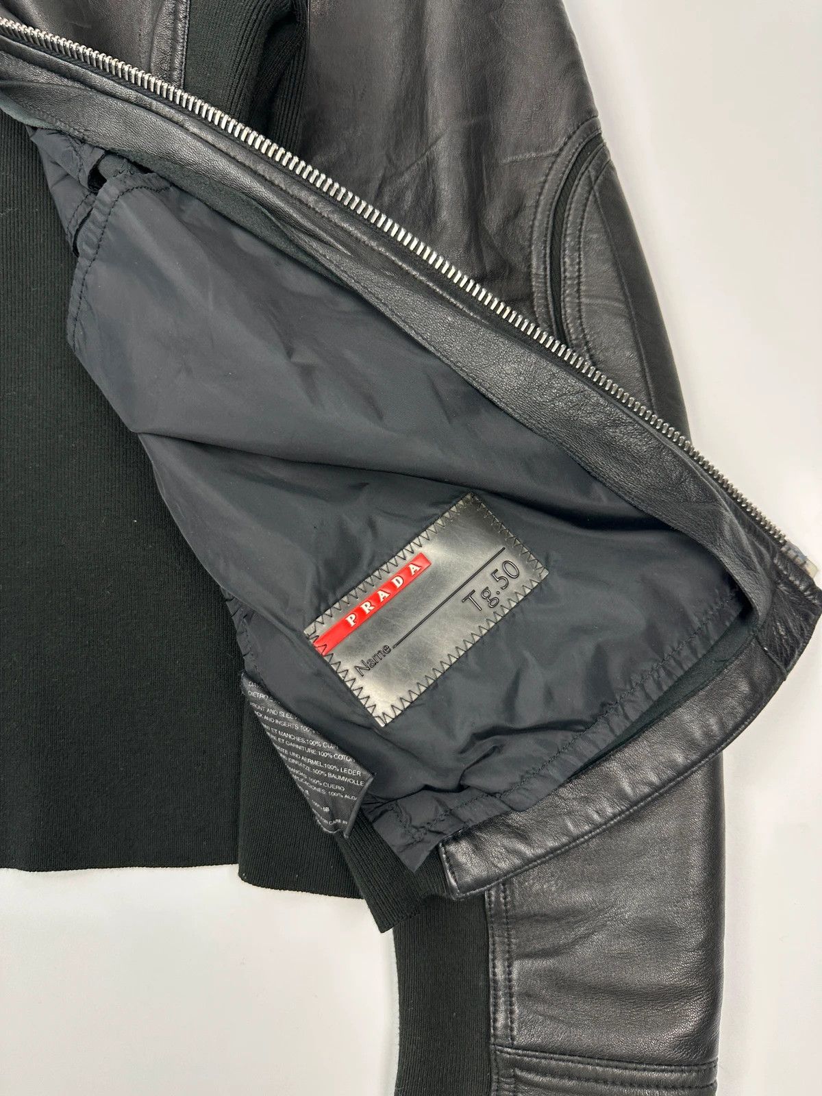 Prada Prada Sport FW2002 Black Leather & Cotton Motor Panel Jacket Size US M / EU 48-50 / 2 - 10 Thumbnail