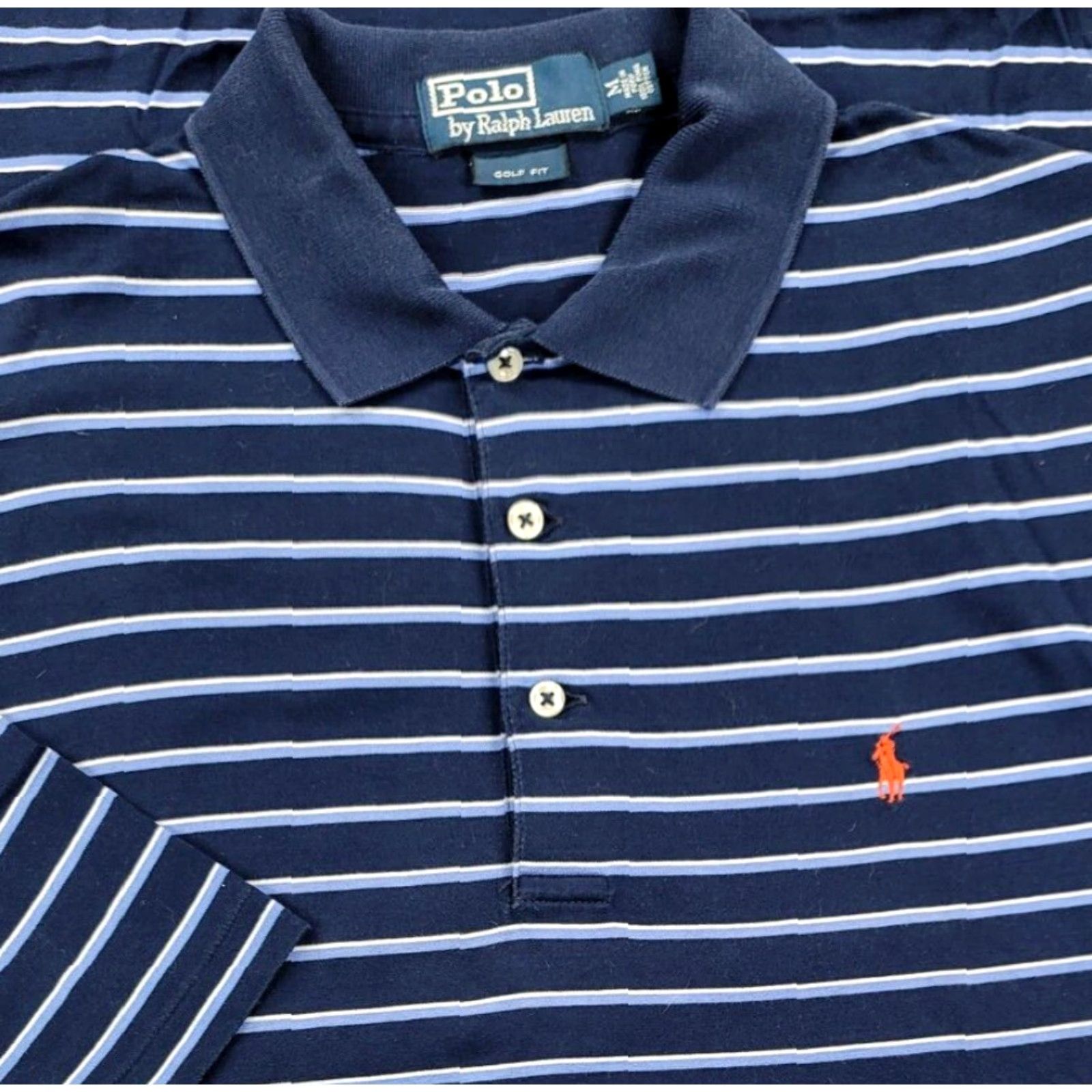 Ralph Lauren Ralph Lauren Polo Shirt M Blue Stripe Short Sleeve Men Polo Shirt Regular Fit Blue Navy Pony 50s 60s Inspired Size US M / EU 48-50 / 2 - 2 Thumbnail