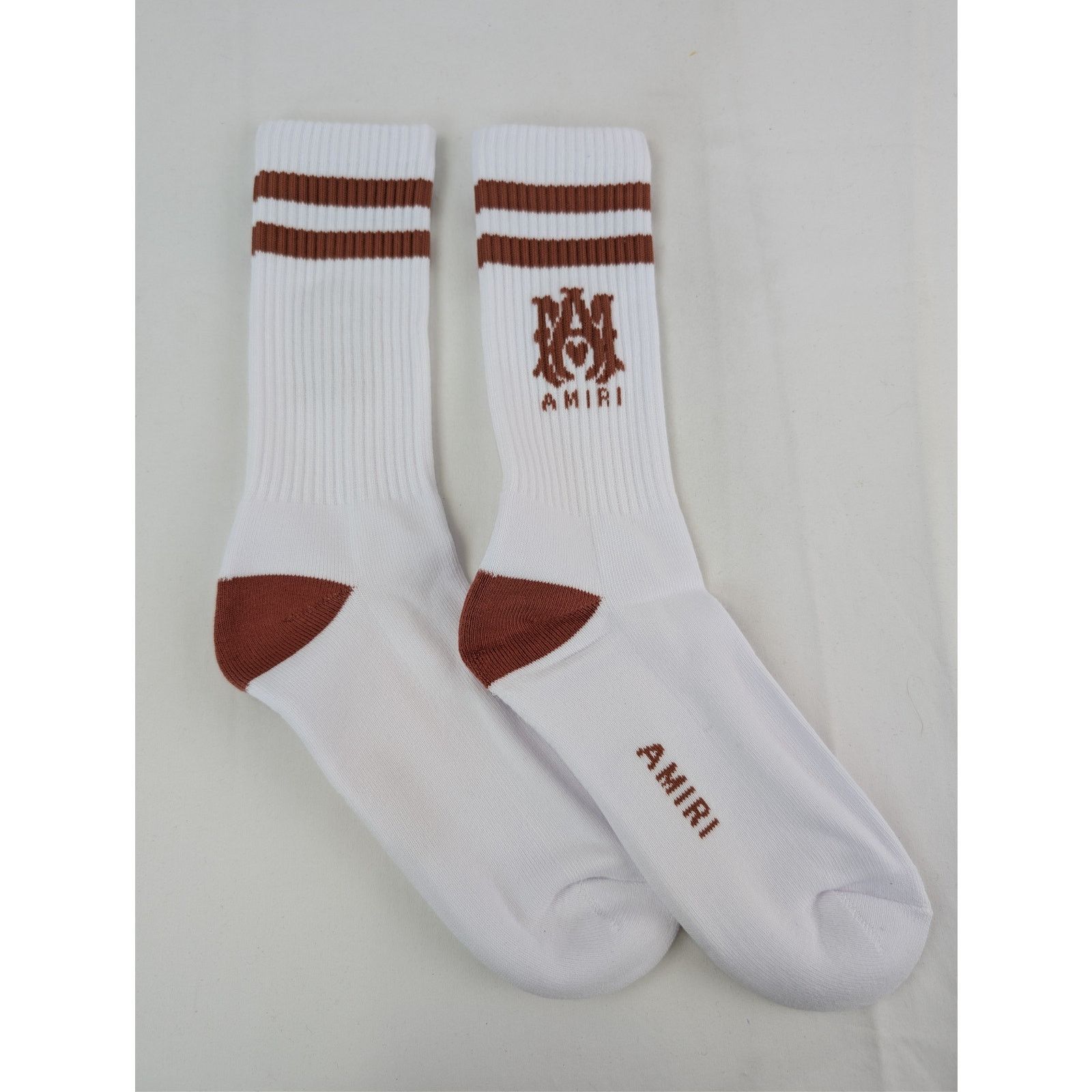 Amiri o1rshd1 Size: 43-44 / MA Stripe Socks in White / Cork Size ONE SIZE - 1 Thumbnail
