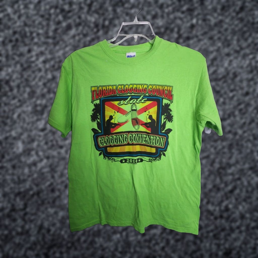 Gildan Gildan T-Shirt Florida Unisex Adults M Green Double-Sided 2010 Dancer Clogging Concil Retro Shirt Mens Size US M / EU 48-50 / 2 - 1 Thumbnail