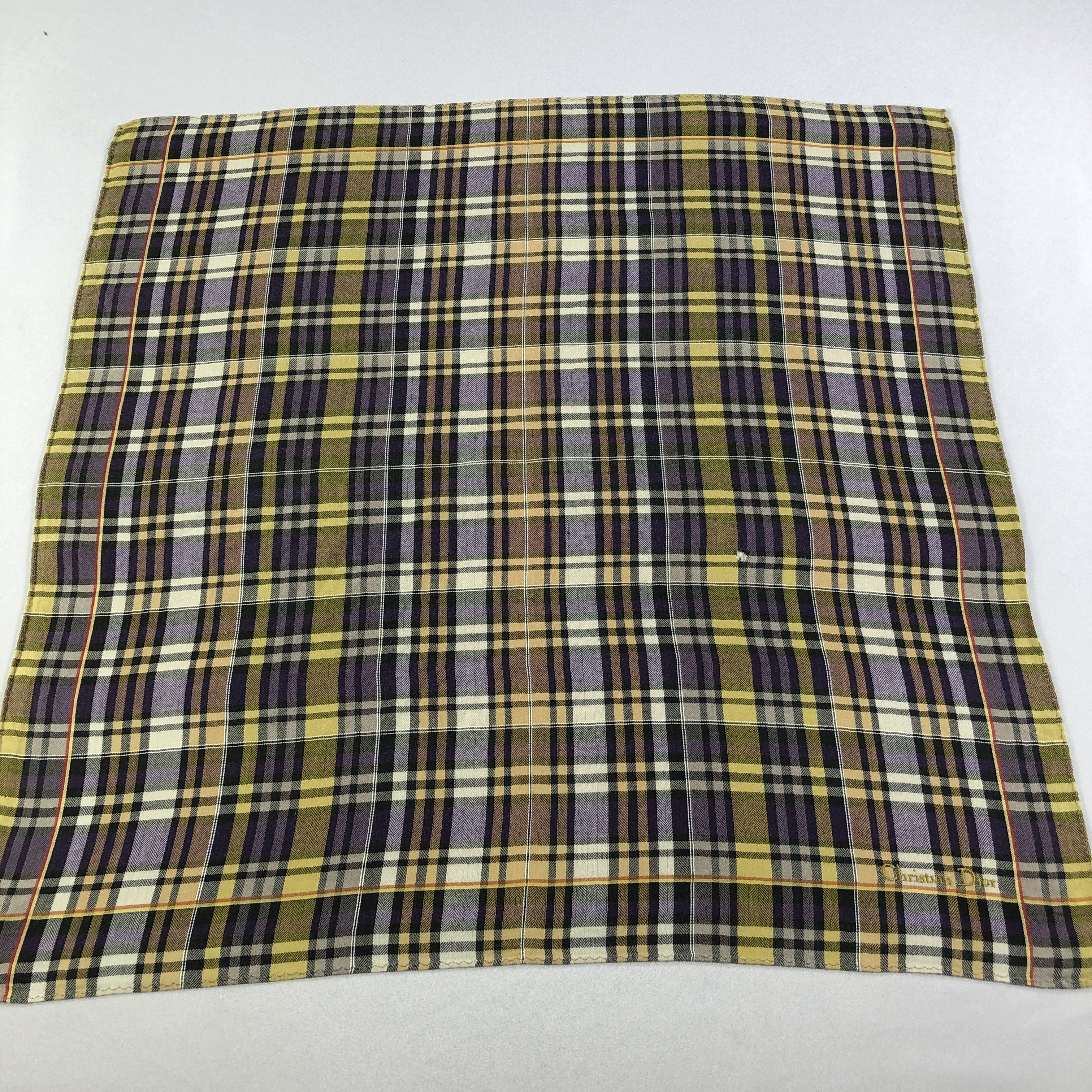 Christian Dior Monsieur Christian Dior Tartan Handkerchief Neckerchief Bandana H1735 Size ONE SIZE - 2 Thumbnail