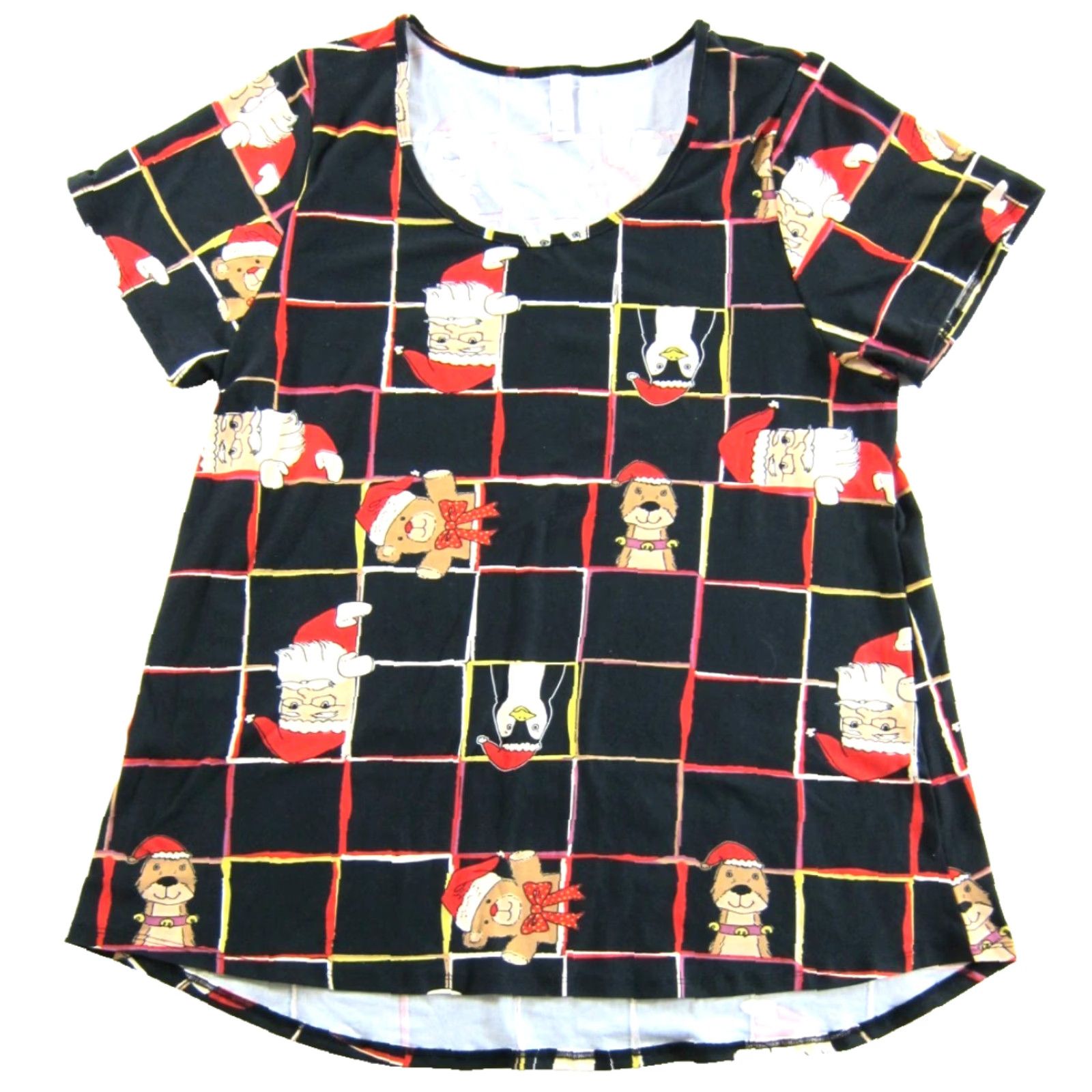 Vintage NWT LuLaRoe Christmas Santa Dog Teddy Bear Penguin Black Red Classic T-Shirt 2XL Size XXL / US 16-18 / IT 52-54 - 2 Thumbnail
