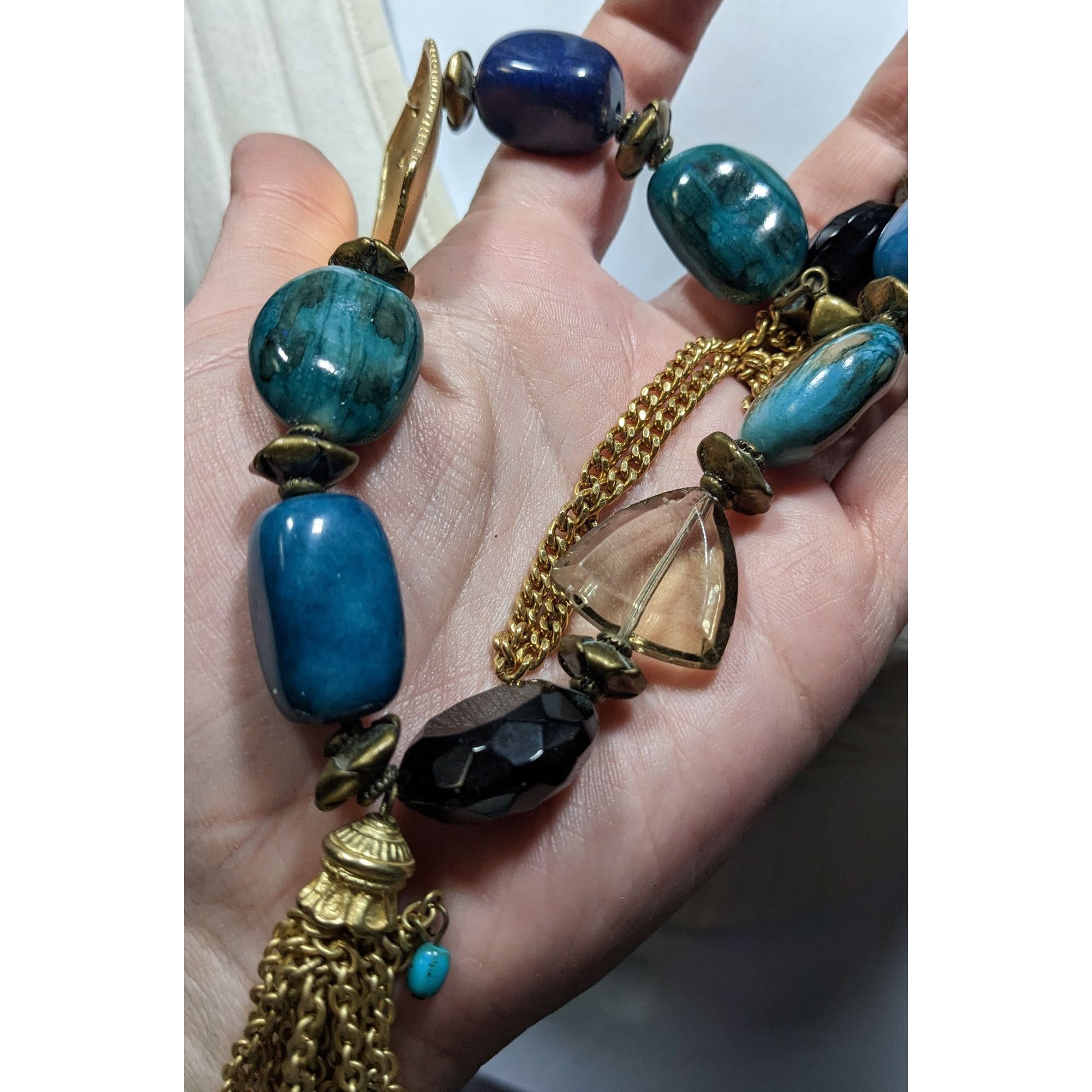 Other Vintage Bohemian Blue Stone Necklace With Gold Tone Accents Size ONE SIZE - 5 Thumbnail