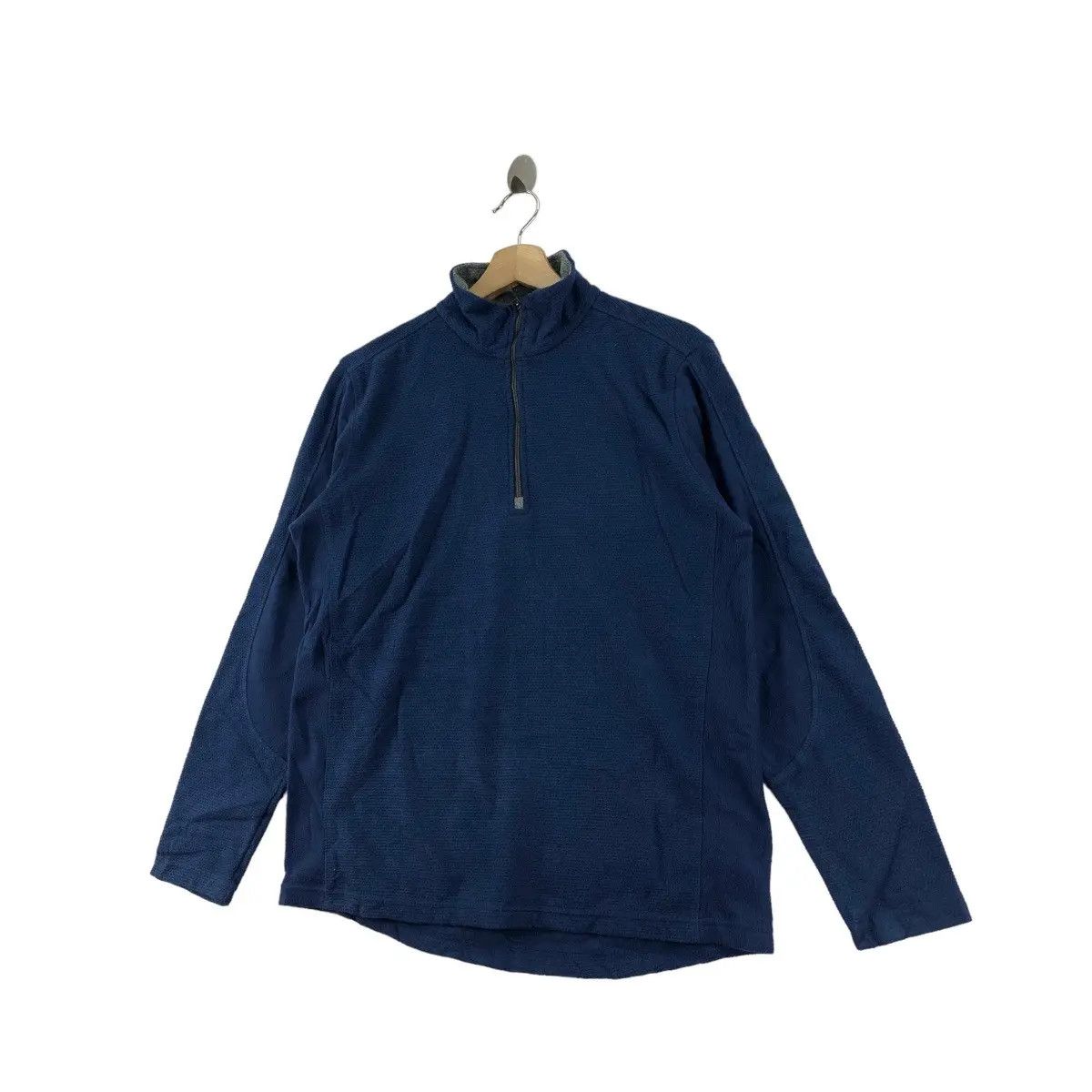 Lands' End Vtg LANDS’ END Minimalist Blue Indigo Outdoor Fleece Sweater Size M / US 6-8 / IT 42-44 - 3 Thumbnail