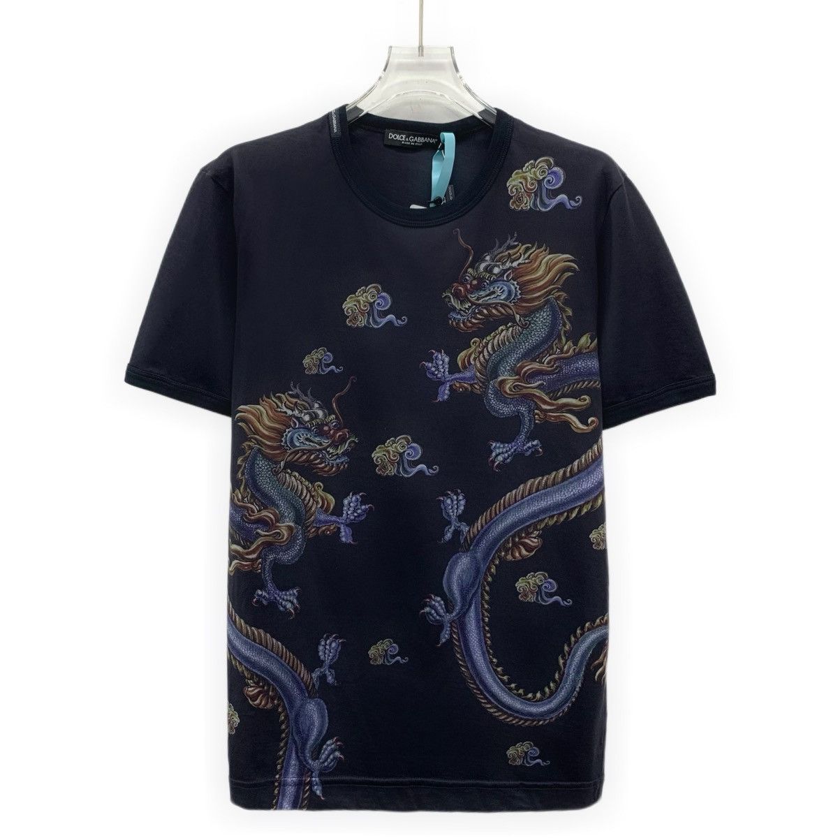Dolce & Gabbana Dolce & Gabbana Navy Blue Dragon Print Short Sleeve K26WX Size US XS / EU 42 / 0 - 1 Thumbnail