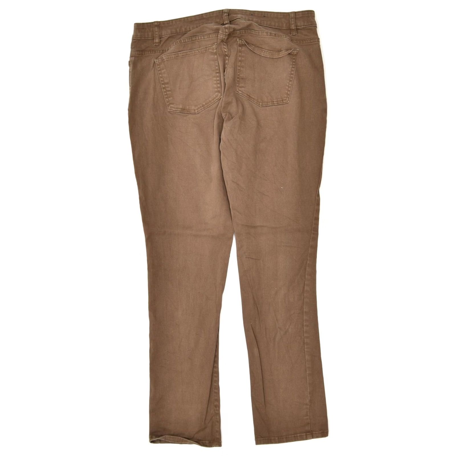 Chaps CHAPS Womens Casual Trousers US 12 Large W34 L29 Brown Cotton Slim Fit Size 36" / US 14 / IT 50 - 2 Thumbnail