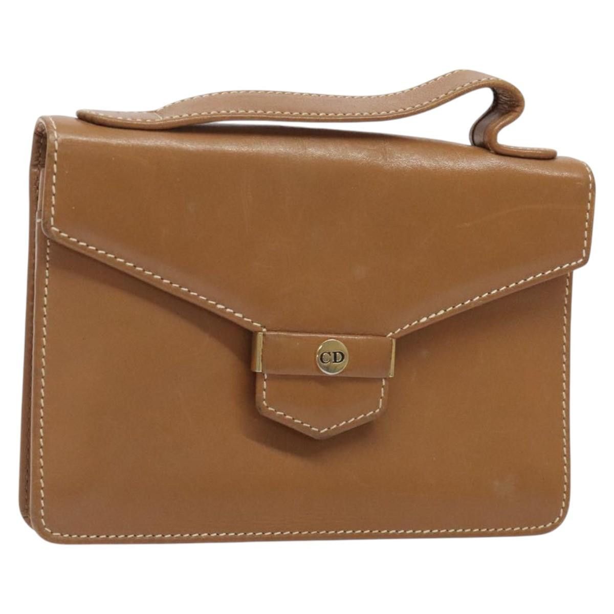 Dior DIOR Hand Bag Leather Brown Gold Size ONE SIZE - 1 Thumbnail