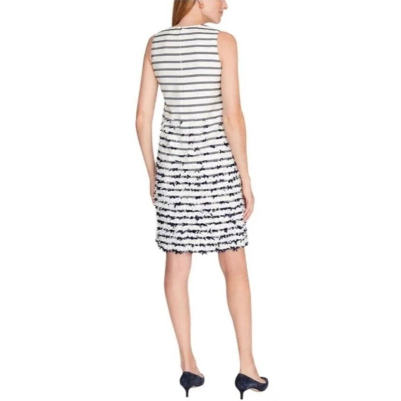 J.McLaughlin J. McLaughlin Jane Dress 10 White Navy Striped Bows Size L / US 10 / IT 46 - 2 Thumbnail