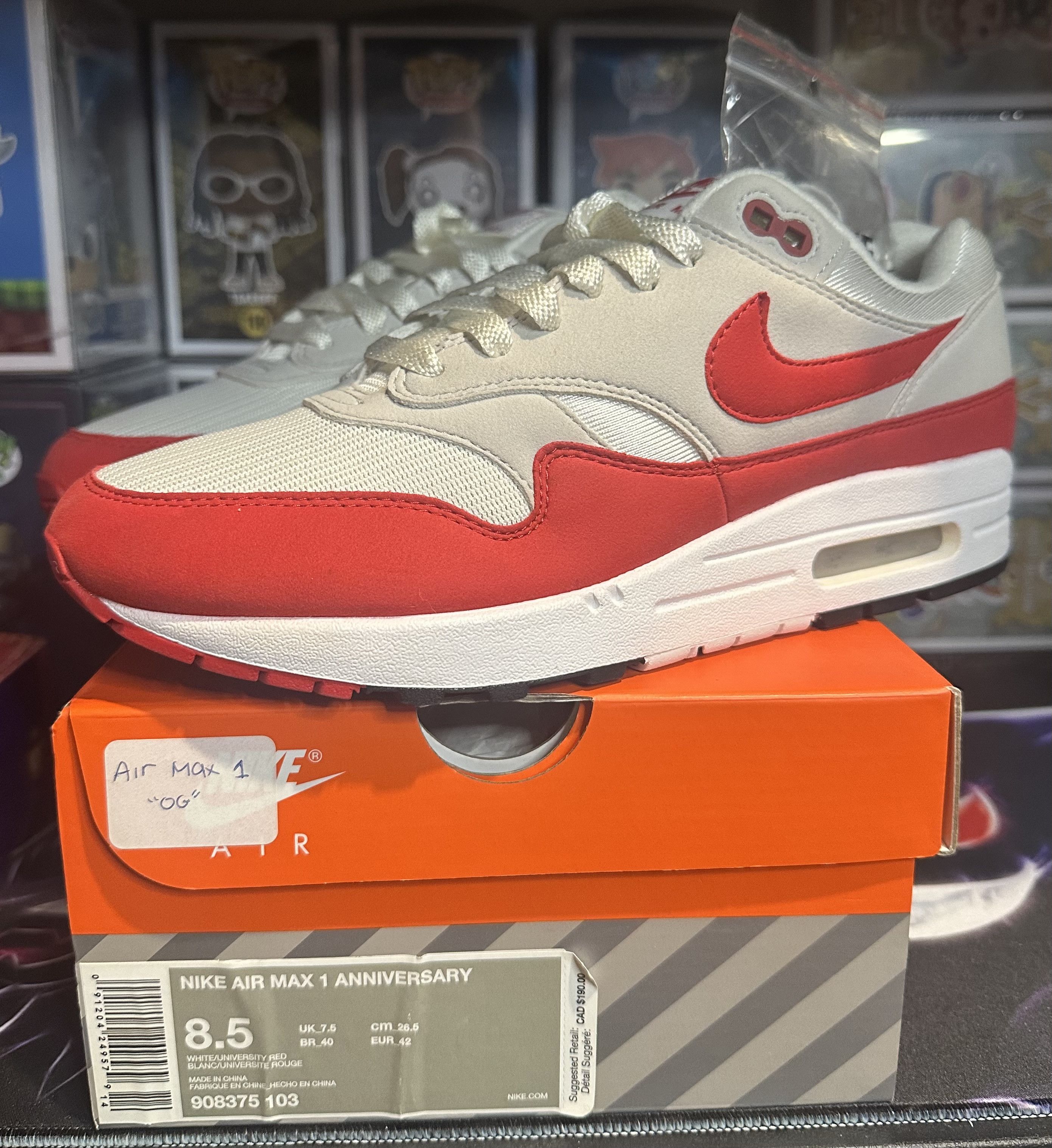 Nike Nike Air Max 1 Anniversary 'OG Red' 2017 Size US 8.5 / EU 41-42 - 2 Thumbnail