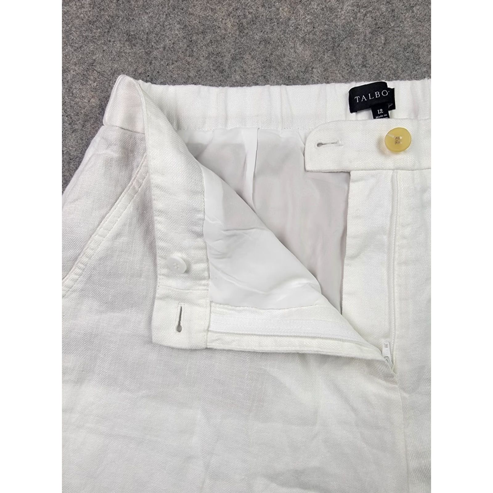 Talbots Talbots Pants Womens 12 White Linen Lined Straight Leg Pockets Summer Classic Size 34" / US 12 / IT 48 - 4 Thumbnail