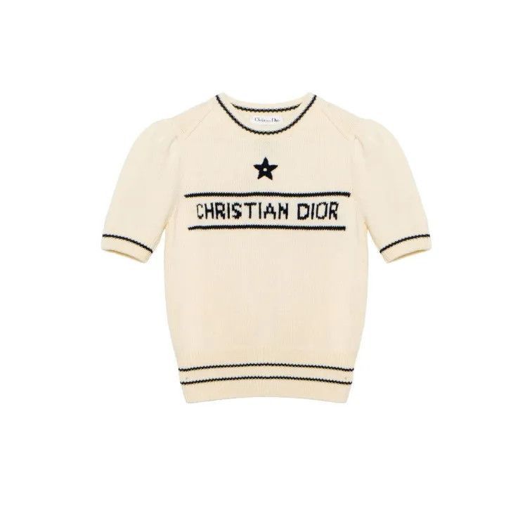 Dior Dior Logo Embroidered Short Sleeve Sweater 0079-2507 Size S / US 4 / IT 40 - 1 Thumbnail
