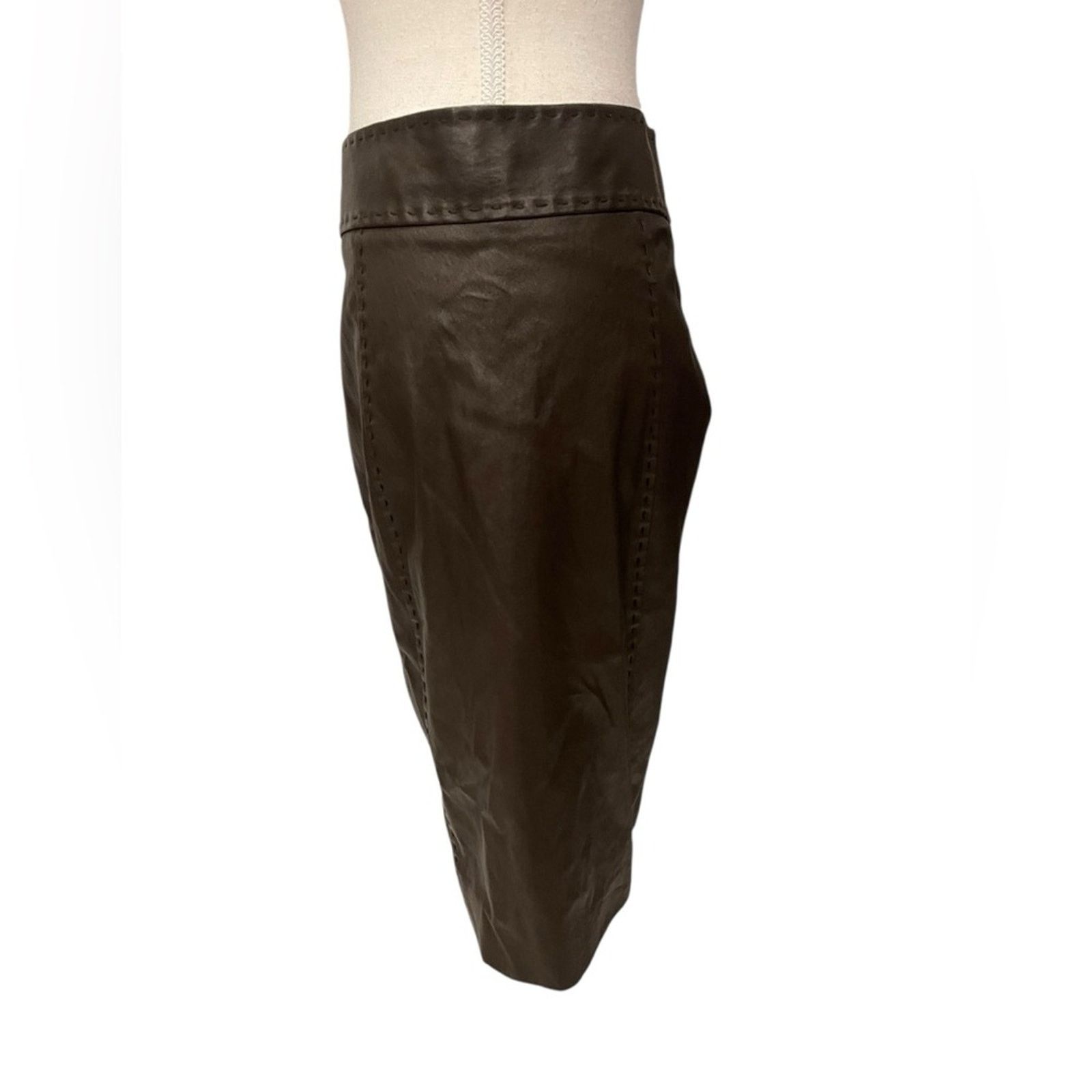 Kiton KITON Woman Dark Brown Faux Leather Skirt Size:46 Size 32" / US 10 / IT 46 - 3 Thumbnail