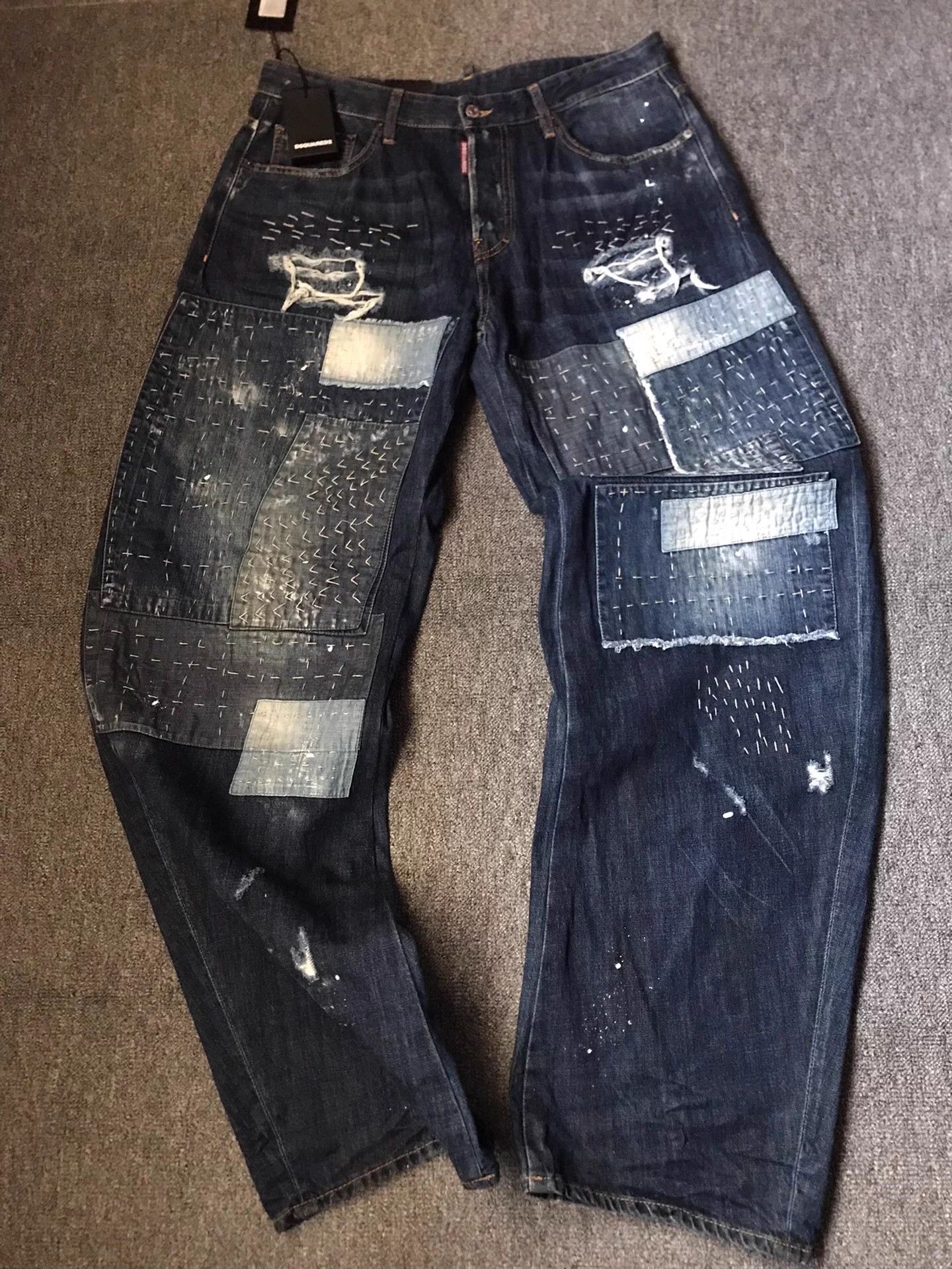 Dsquared2 DSQUARED2 50 Vintage Distressed Patches Sashiko Denim Size US 34 / EU 50 - 1 Thumbnail