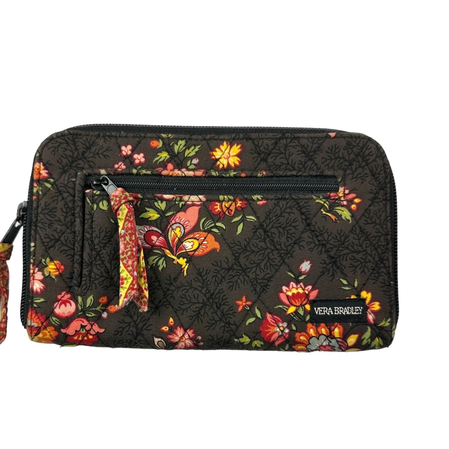 Vera Bradley Vera Bradley Floral Wallet Black With Colorful Flowers Zippe Size ONE SIZE - 1 Thumbnail