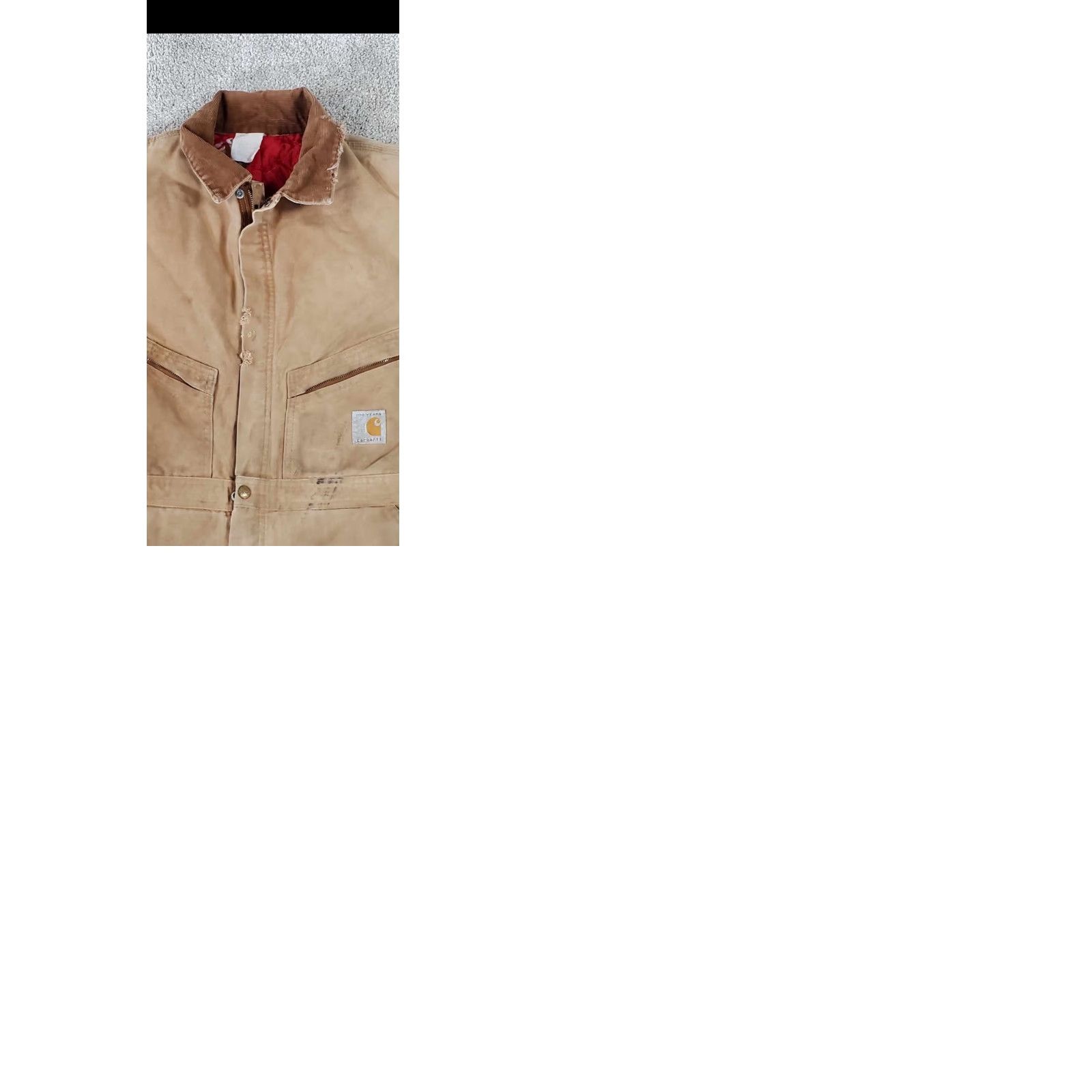 Carhartt Vtg 1989 Carhartt Canvas Duck Coveralls 42R Insulated Lined Distressed Workwear 80s Hunting Mens Brown Long Zip Pockets Logo Zipper Size US 42 / EU 58 - 12 Thumbnail