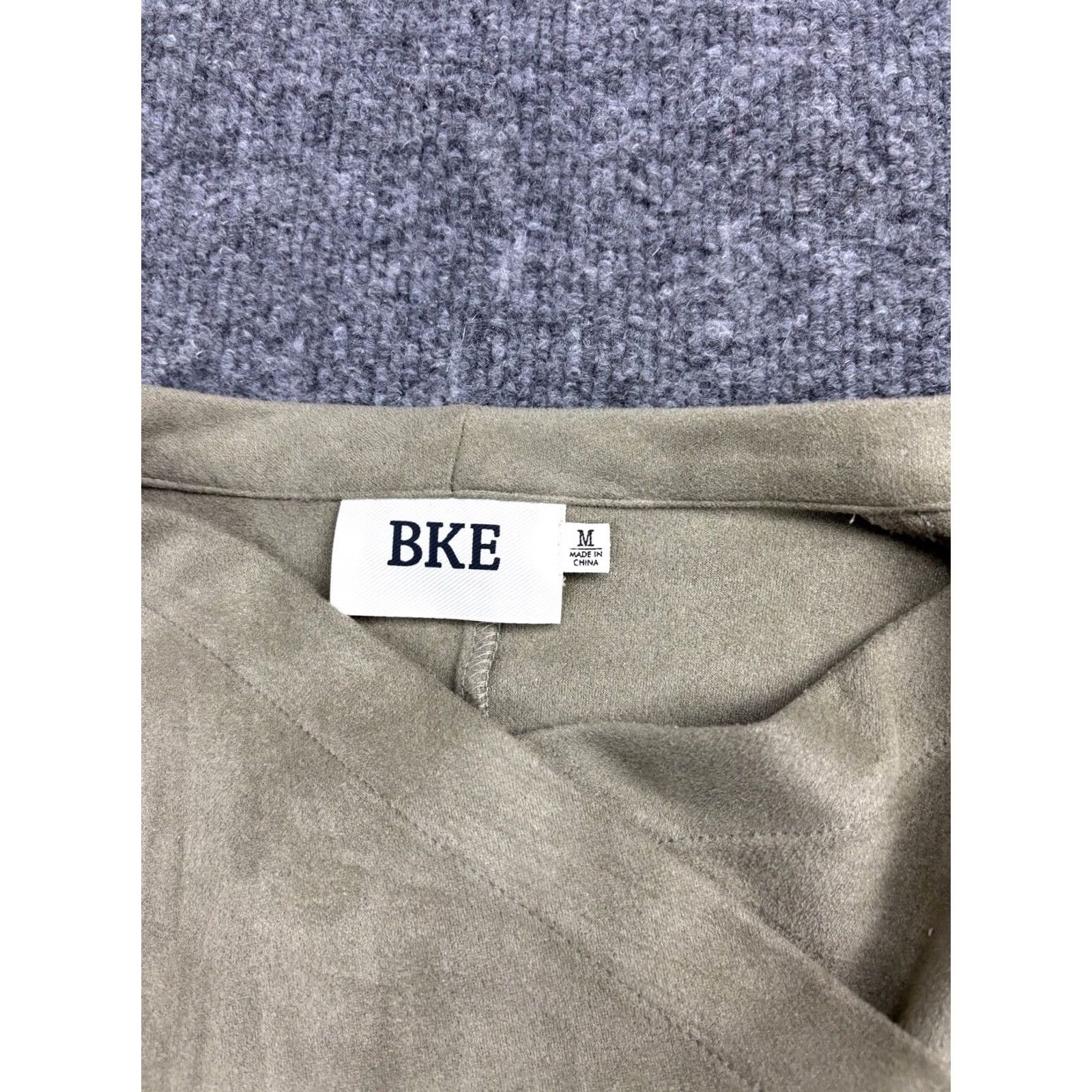 BKE BKE Faux Suede Jacket Women's M Taupe Open Front Pockets Laced Detail Moto Size M / US 6-8 / IT 42-44 - 2 Thumbnail