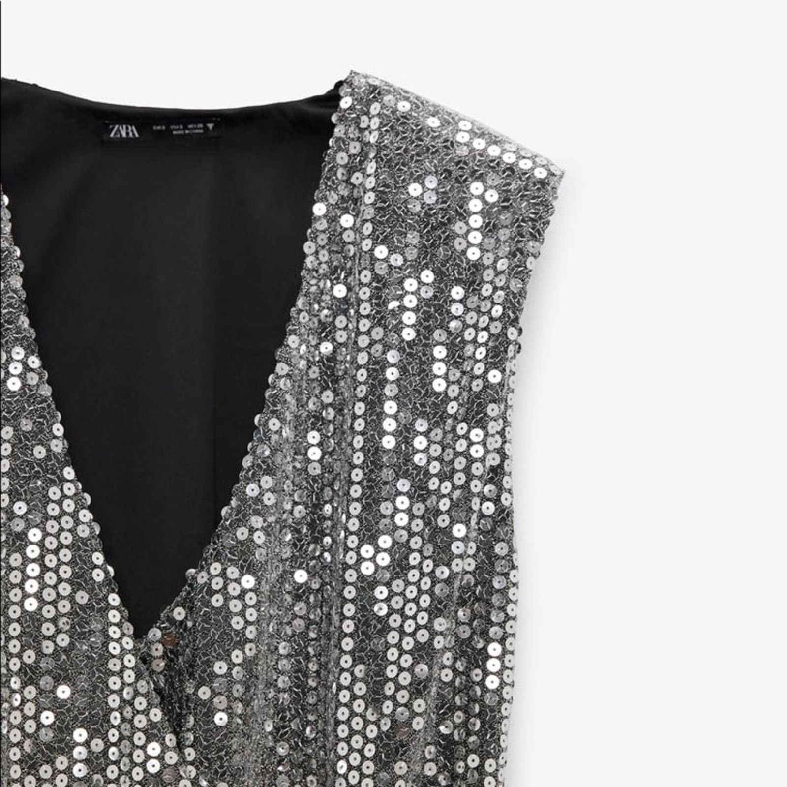 Zara ZARA BLOGGER FAVORITE DRAPED SEQUIN DRESS SILVER Size XS / US 0-2 / IT 36-38 - 13 Thumbnail