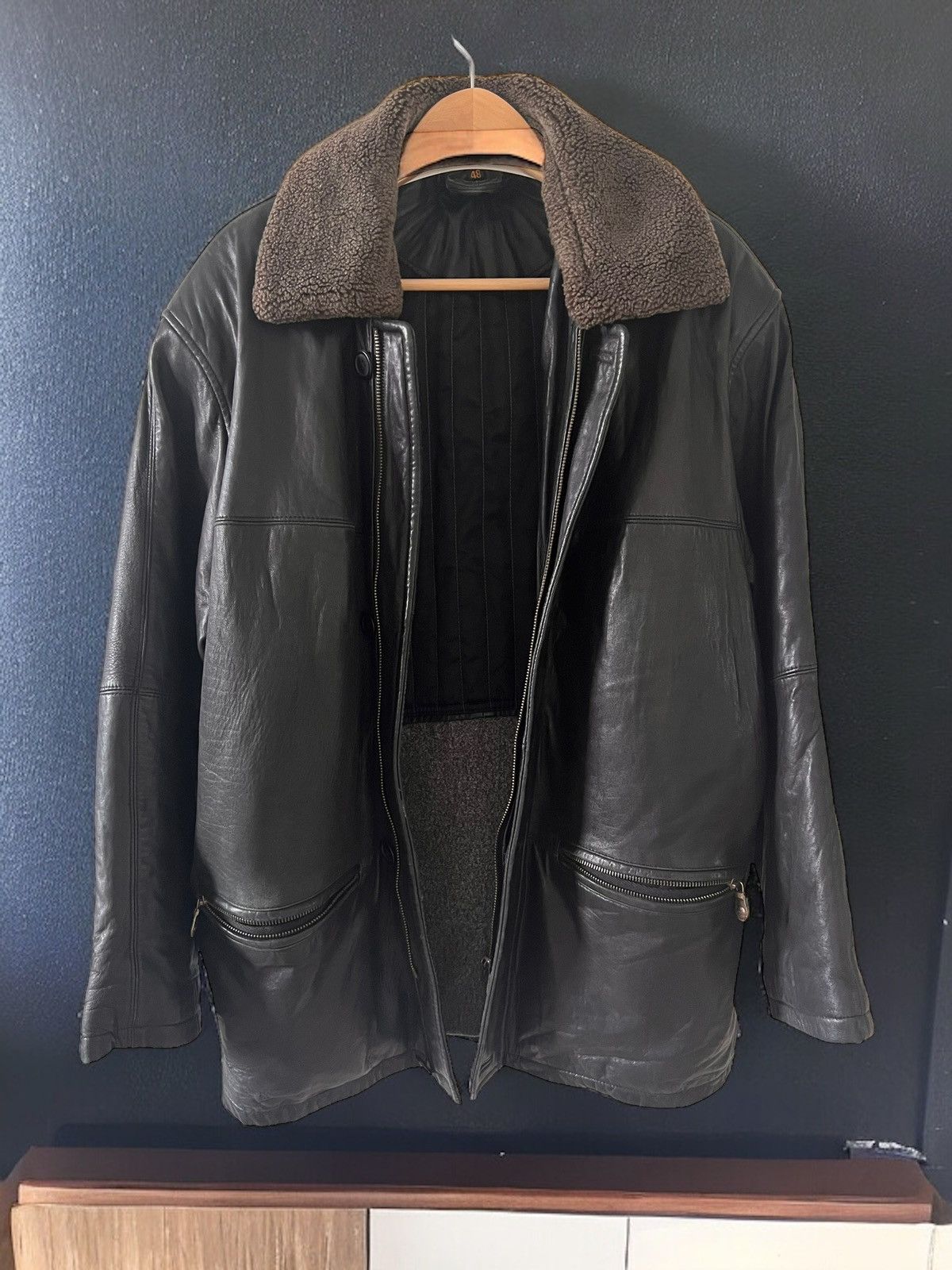 image of Vintage Leather Jacket XL Xxl in Black, Men's