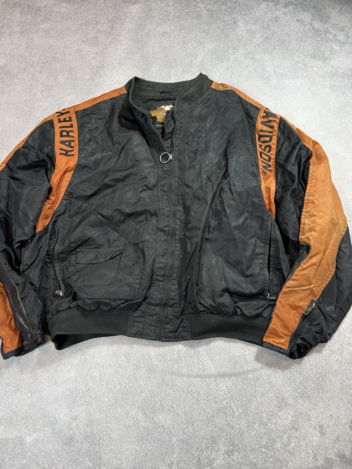 Harley Davidson 🔥VINTAGE Y2K HYPE HARLEY-DAVIDSON NYLON BOMBER MENS JACKET Size US XXL / EU 58 / 5 - 8 Thumbnail