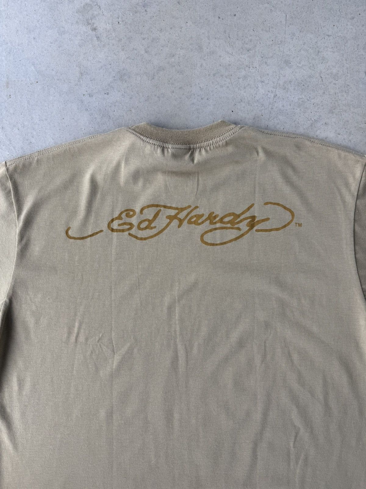 Ed Hardy Vintage Y2K Ed Hardy Skull Tan T-Shirt Size US XL / EU 56 / 4 - 4 Thumbnail