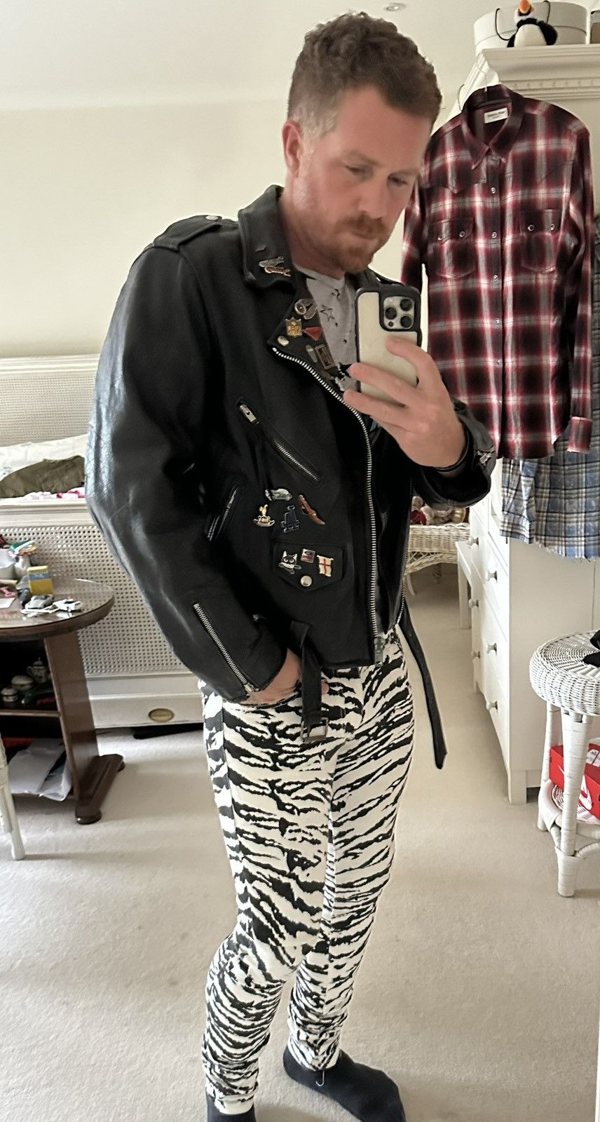 Saint Laurent Paris Grail SS14 Saint Laurent zebra denim jeans Hedi 31 D02 Size US 31 - 11 Thumbnail