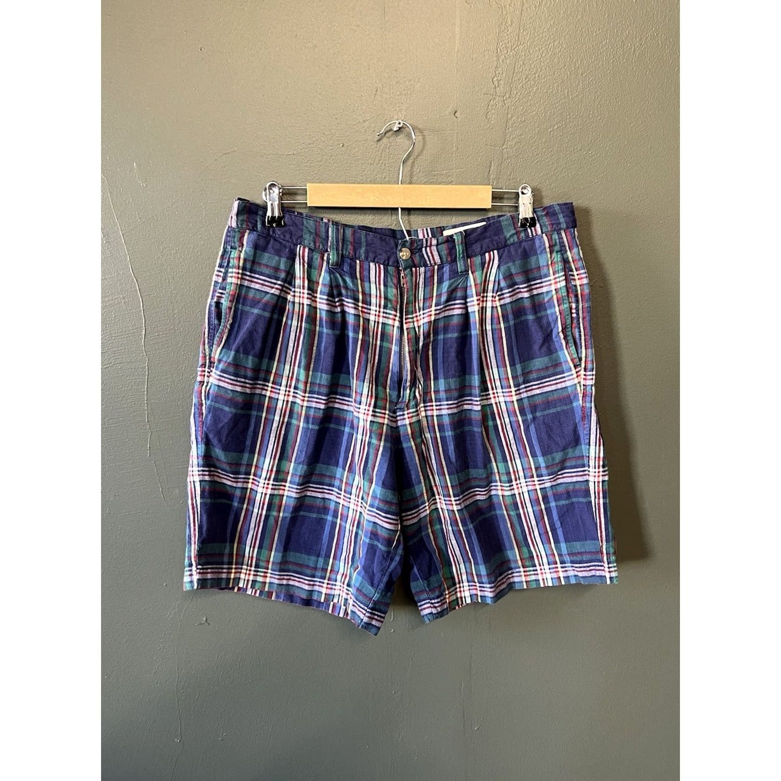 Eddie Bauer Eddie Bauer Chino Shorts Mens Blue Plaid Size 38 Regular Cotton Y2K Size US 38 / EU 54 - 2 Thumbnail