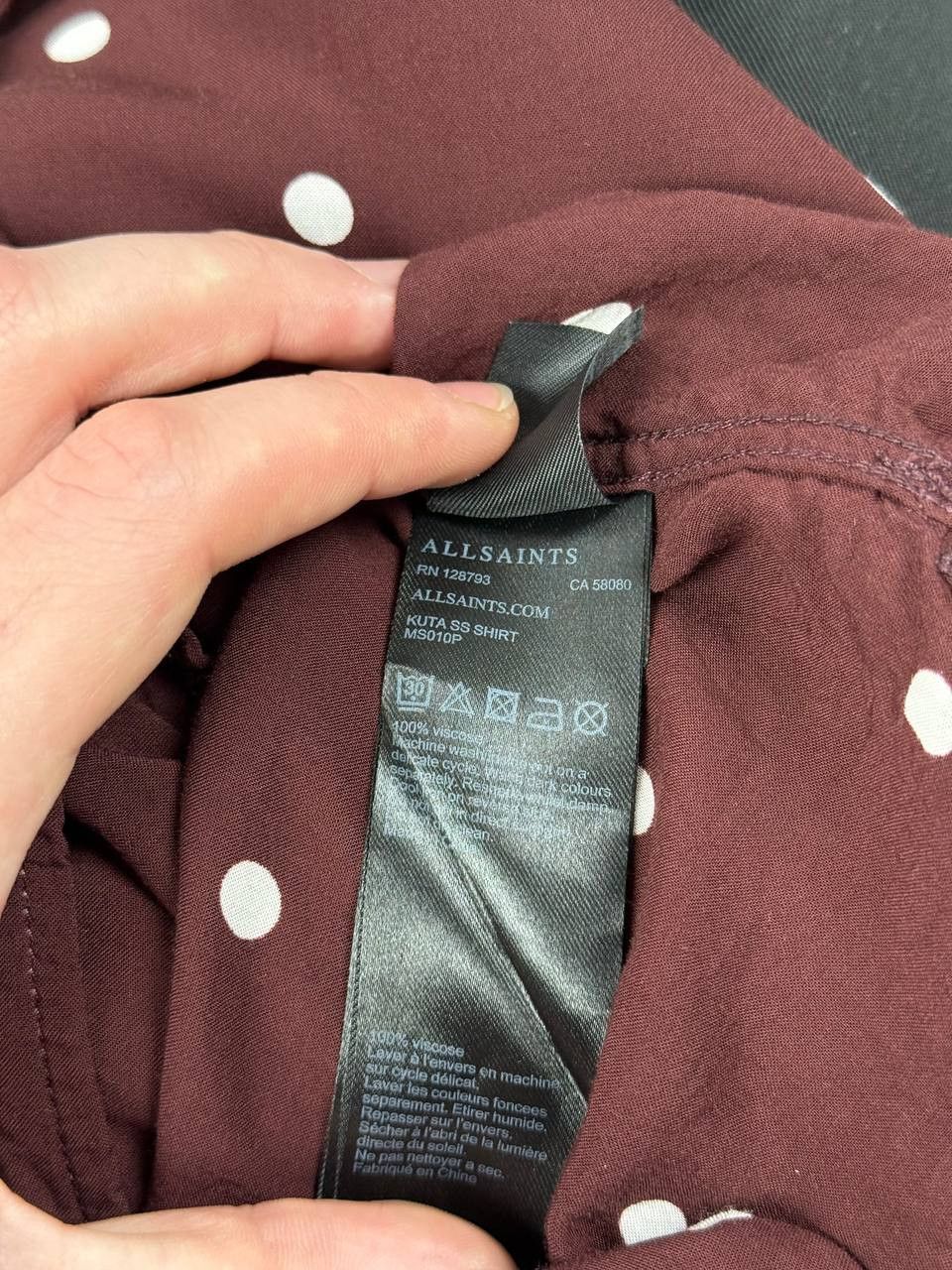 Allsaints Allsaints Kuta Shirt Buttons Polka Viscose Men M Burgundy Size US M / EU 48-50 / 2 - 3 Thumbnail