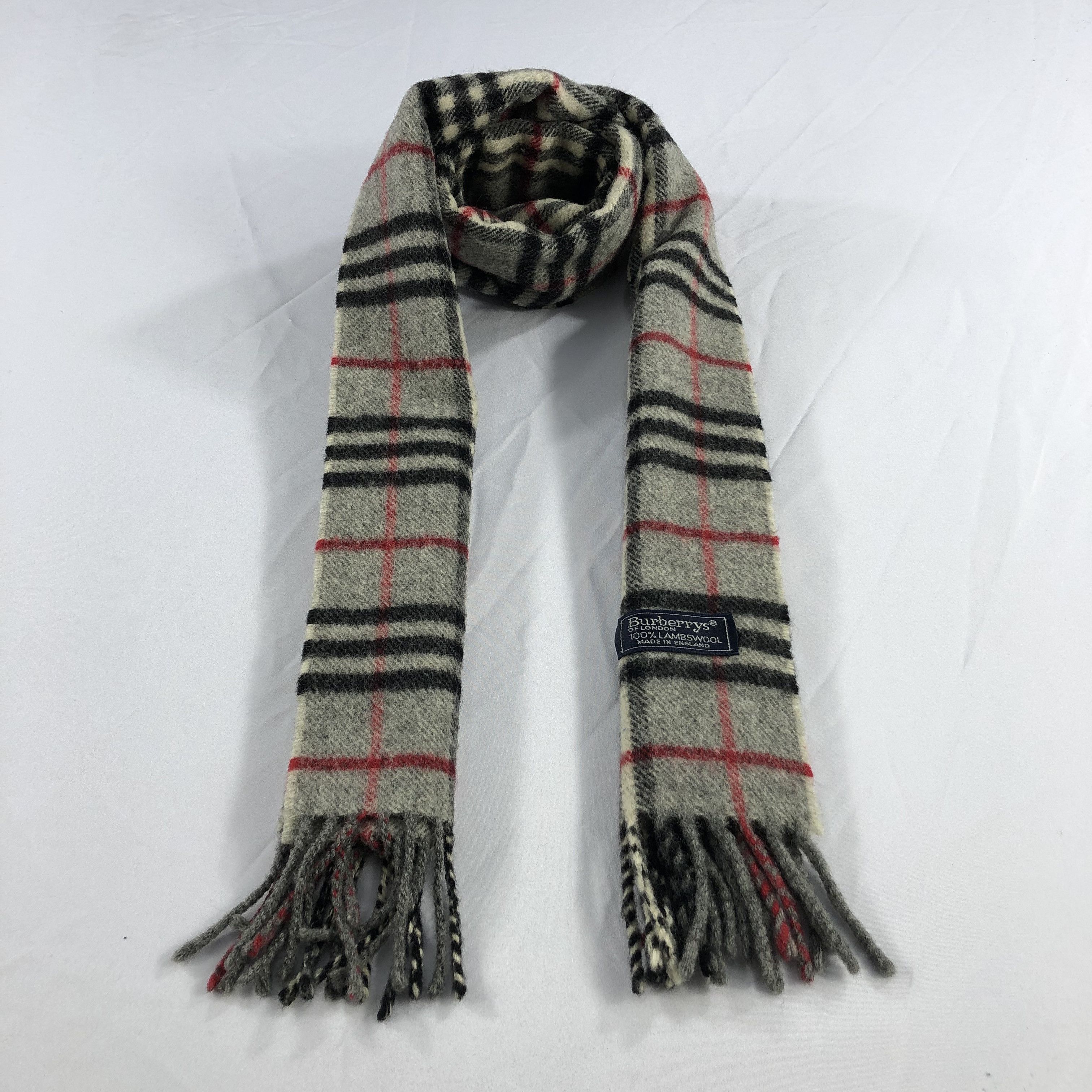 Burberry Burberrys Nova Check Grey Wool Scarf Muffler V1028 Size ONE SIZE - 1 Thumbnail