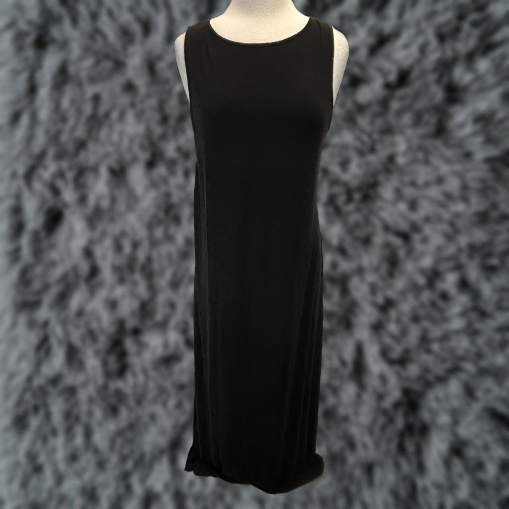 VINTAGE J. Jill Maxi Dress Sleeveless L Women Black Boho Summer Casual  Modern