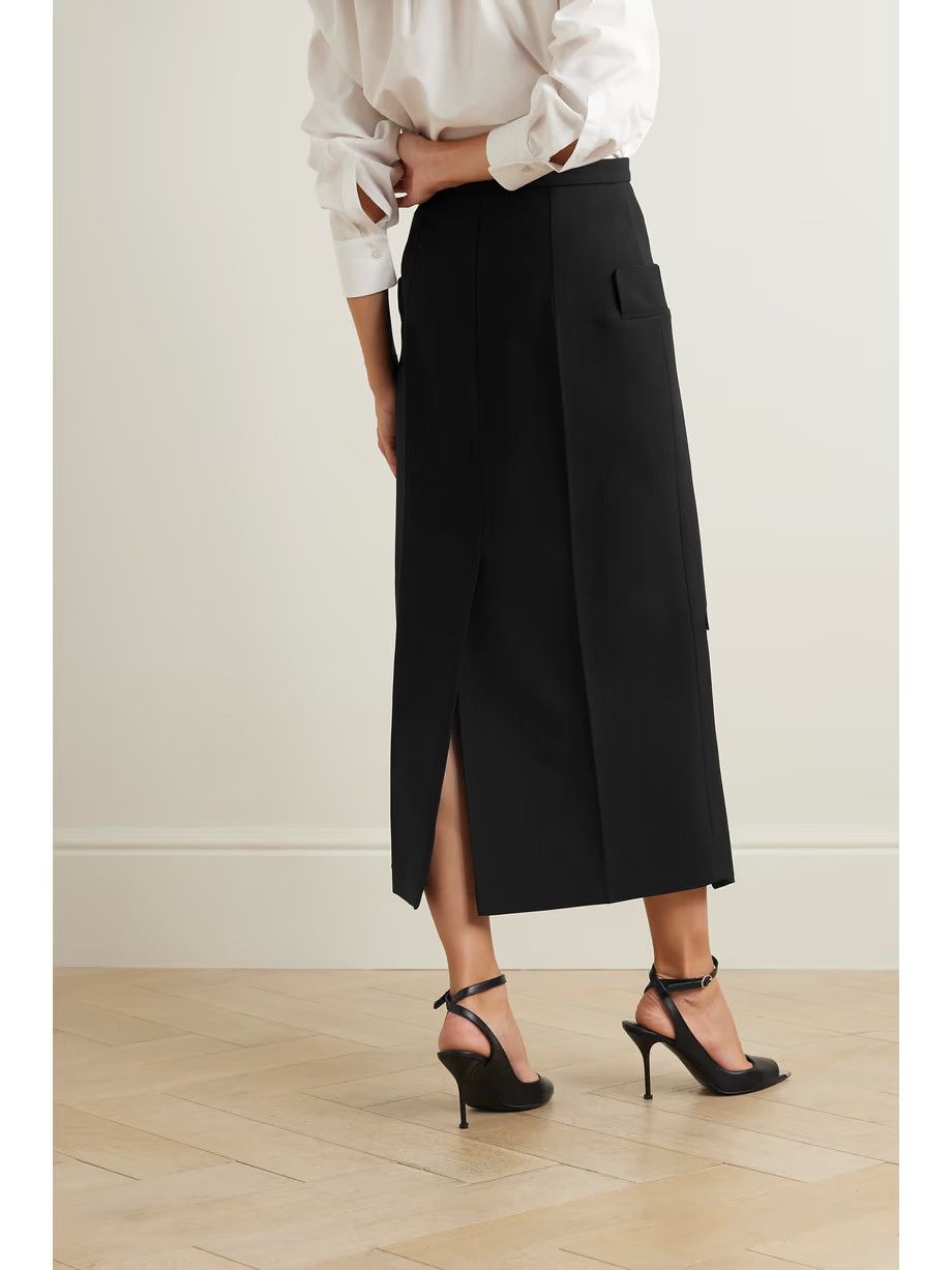 Alexander McQueen o1y0325 Midi Skirt in Black Size 26" / US 2 / IT 38 - 4 Thumbnail