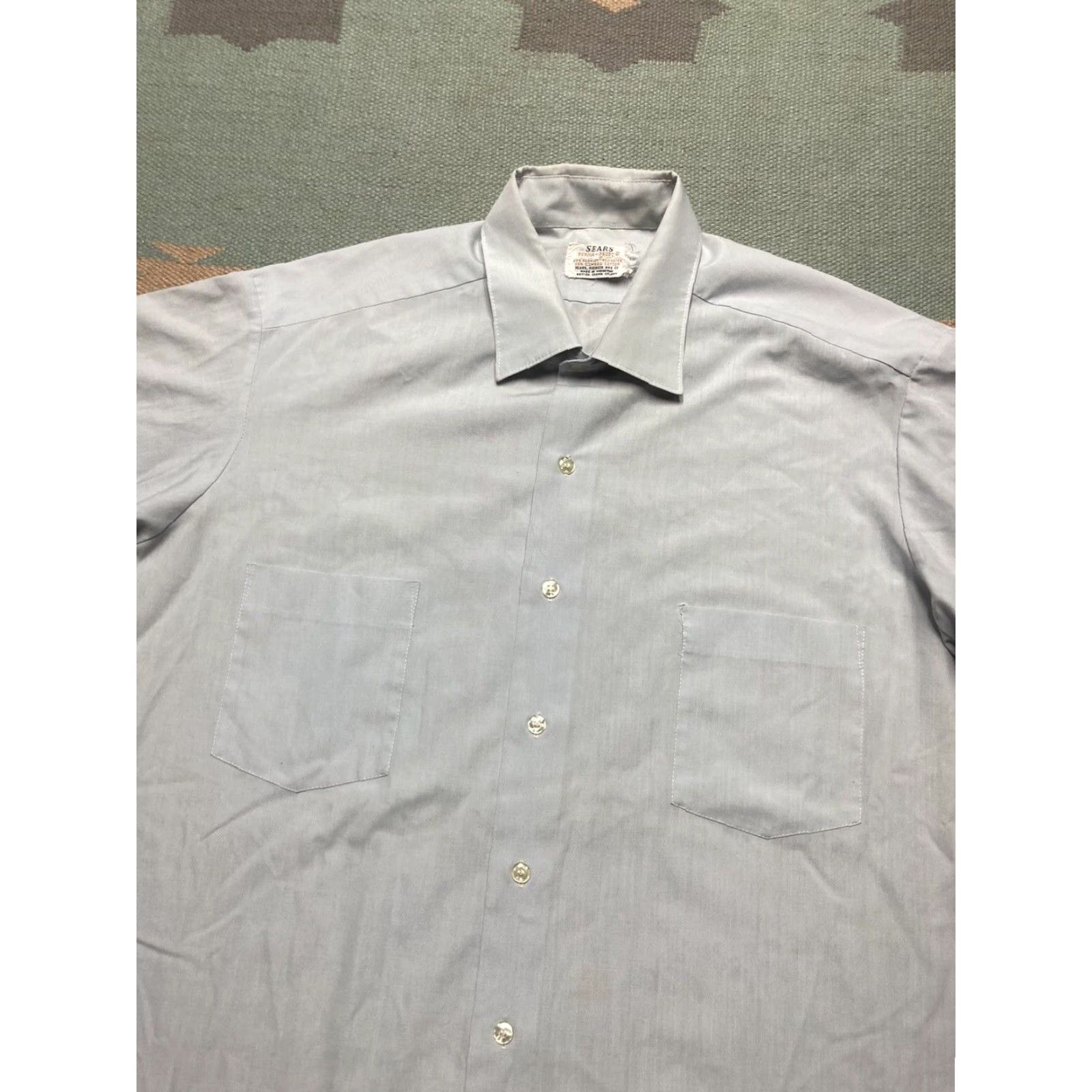 Vintage VINTAGE Sears Button Shirt Short Sleeve Perma Prest Lightweight Blue XL Size US XL / EU 56 / 4 - 3 Thumbnail