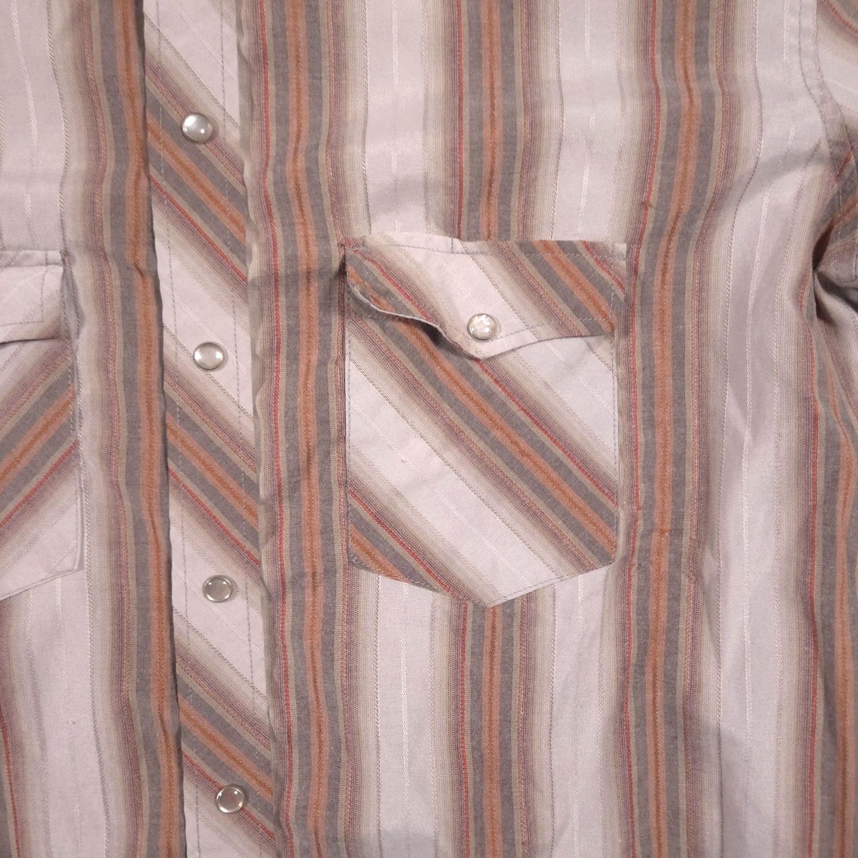 Vintage Trailblazer Shirt Mens XLT Beige Stripe Western Pearl Snap Long Sleeve Cowboy Size US XL / EU 56 / 4 - 3 Thumbnail