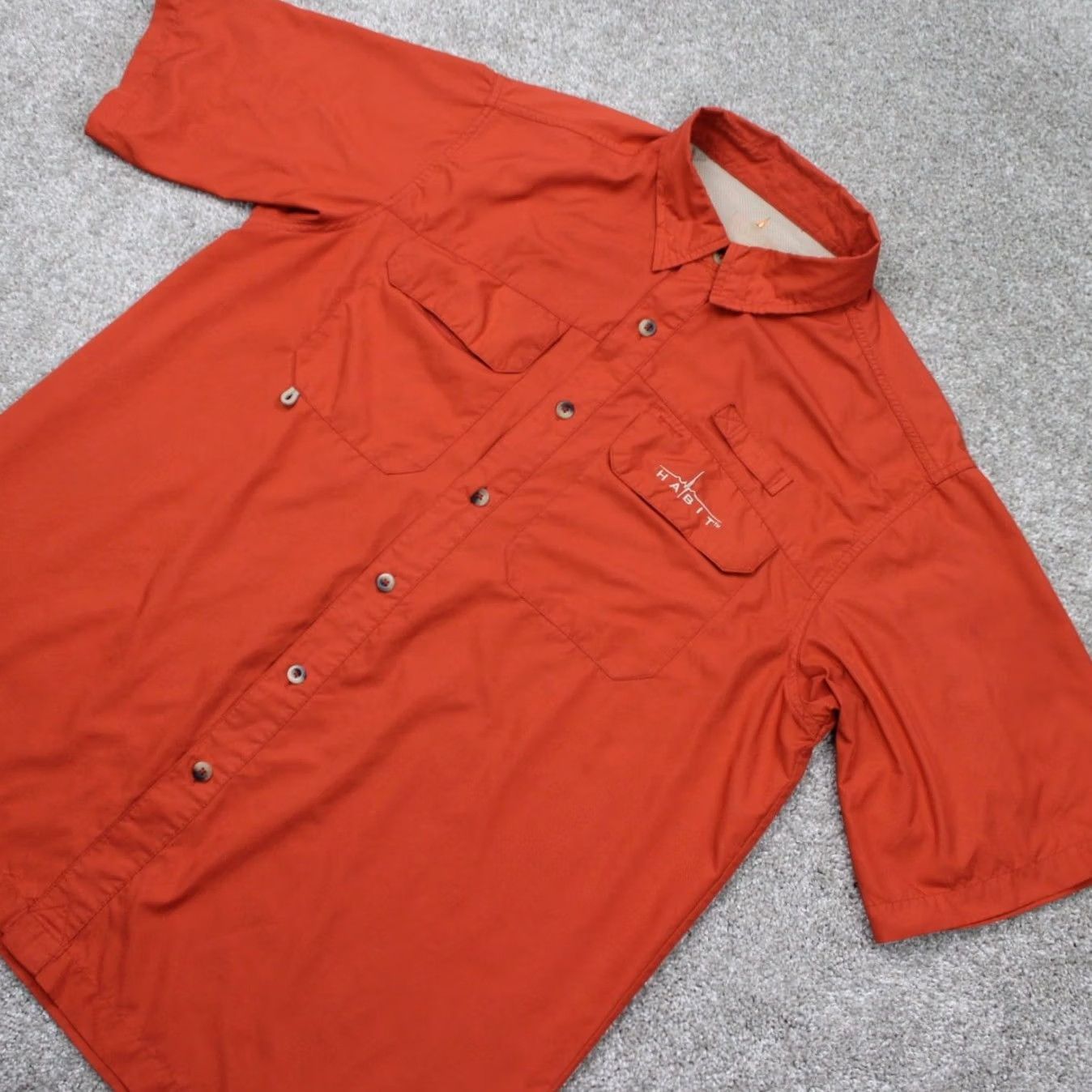 Habitat Habit Shirt Mens Large Mecca Orange Vented Fishing Performance S/S Button Down Size US L / EU 52-54 / 3 - 3 Thumbnail