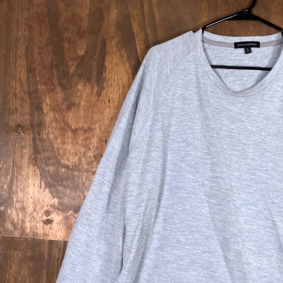Banana Republic Banana Republic Mens Shirt Gray Thermal Waffle Long Sleeve Crew Neck XL Size US XL / EU 56 / 4 - 4 Thumbnail