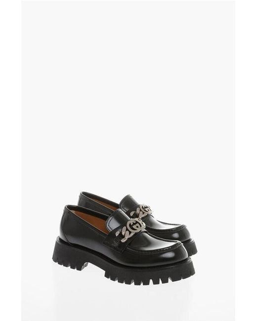 Gucci Leather Loafers with Interlocking G in black Size US 7 / EU 40 - 1 Thumbnail