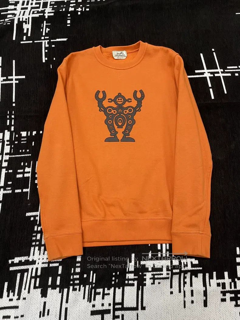 Hermes Hermes Orange Leather Robot Motif Sweatshirt Long Sleeve T Size M / US 6-8 / IT 42-44 - 1 Thumbnail