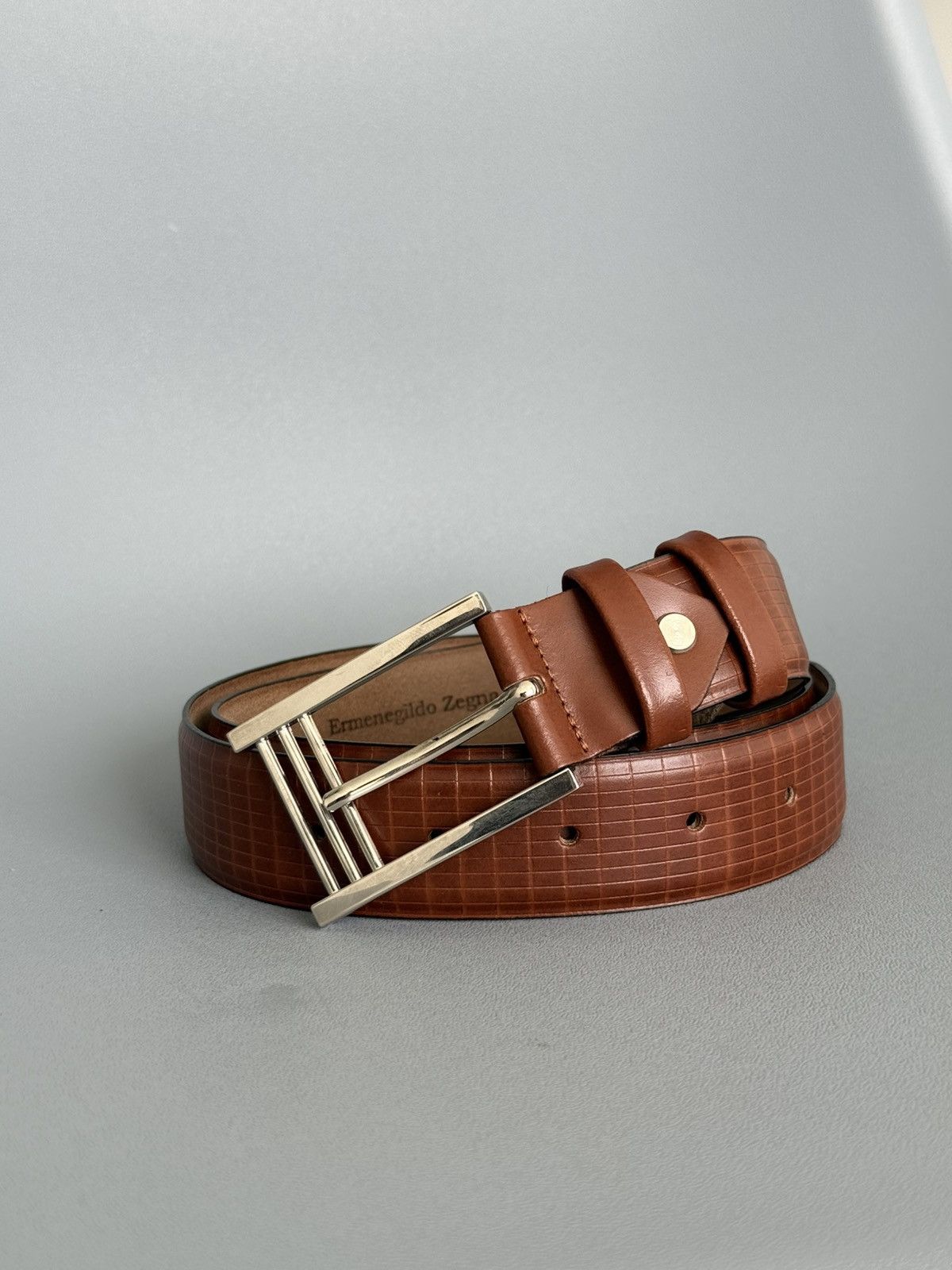 Ermenegildo Zegna Ermenegildo Zegna Brown Textured Leather Belt Buckle 95/110 Size ONE SIZE - 1 Thumbnail