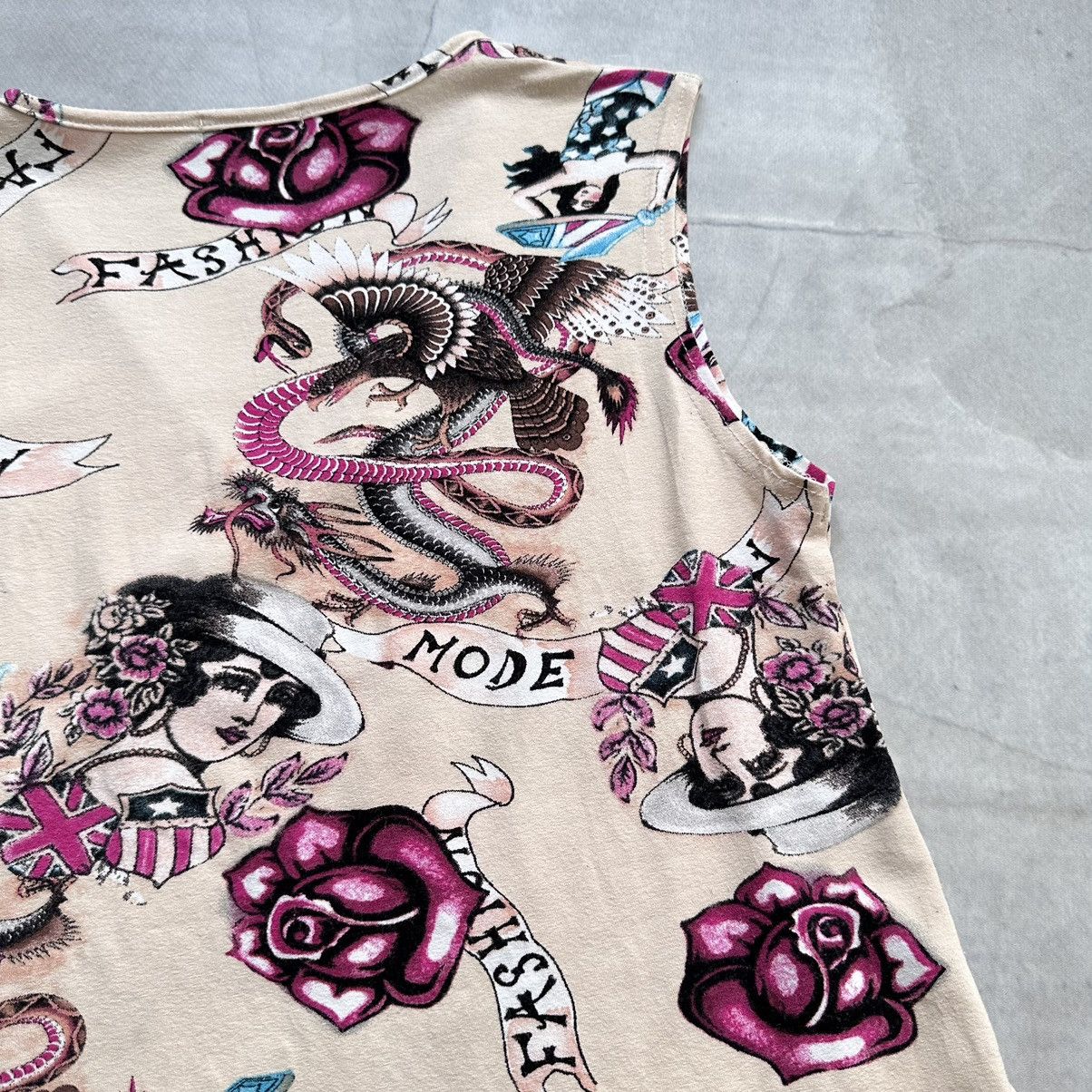 Cop Copine × Ed Hardy × Hysteric Glamour Cute Tattoo Tank Top Vintage Hysteric Glamour Vibe Y2K Size M / US 6-8 / IT 42-44 - 11 Thumbnail