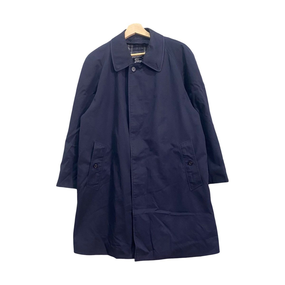 Burberry VTG Burberry Navy Balmacaan Coat Nova Check Lining England Size US L / EU 52-54 / 3 - 1 Thumbnail