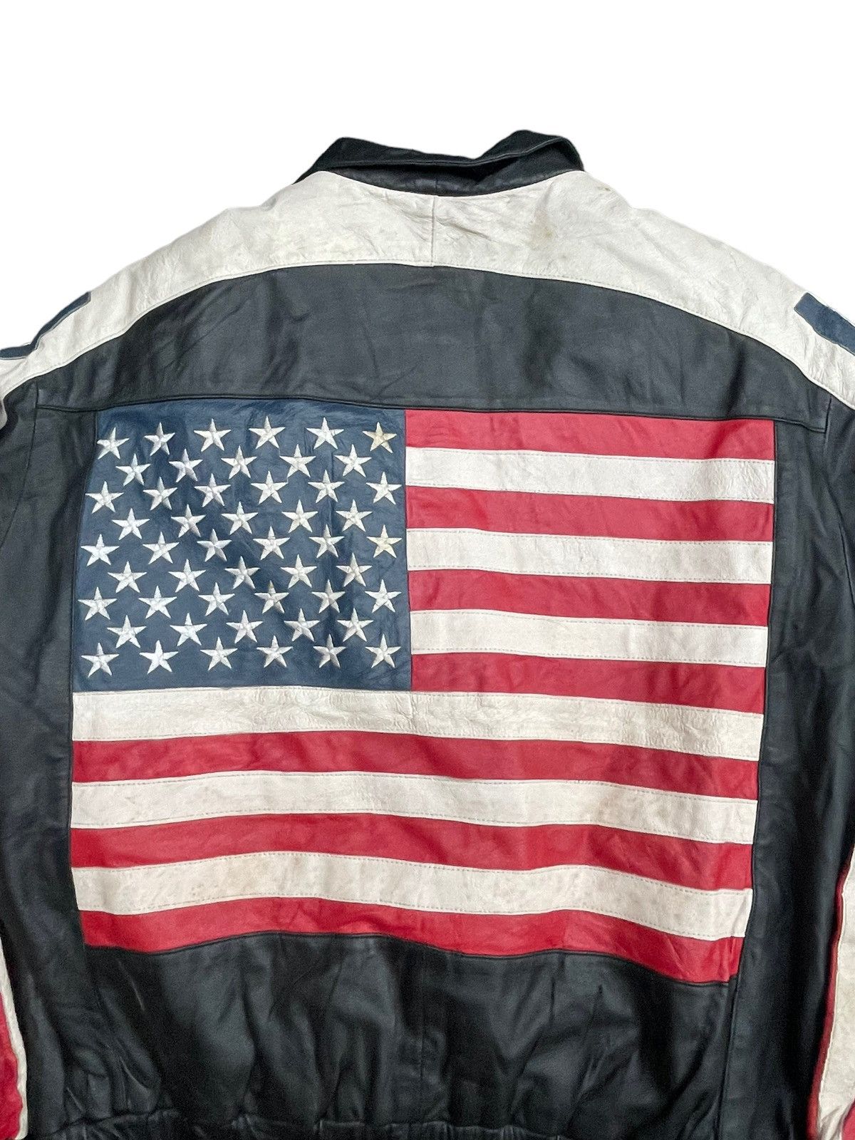 Vintage Usa Flag Leather Jacket Size US XL / EU 56 / 4 - 11 Thumbnail