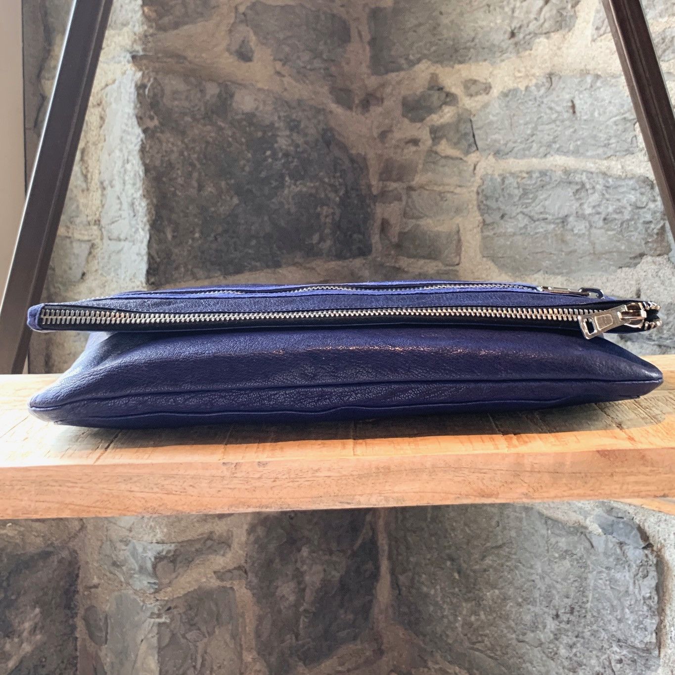 Alexander Wang Alexander Wang Dark Blue Fold Over Leather and Suede Clutch Size ONE SIZE - 4 Thumbnail