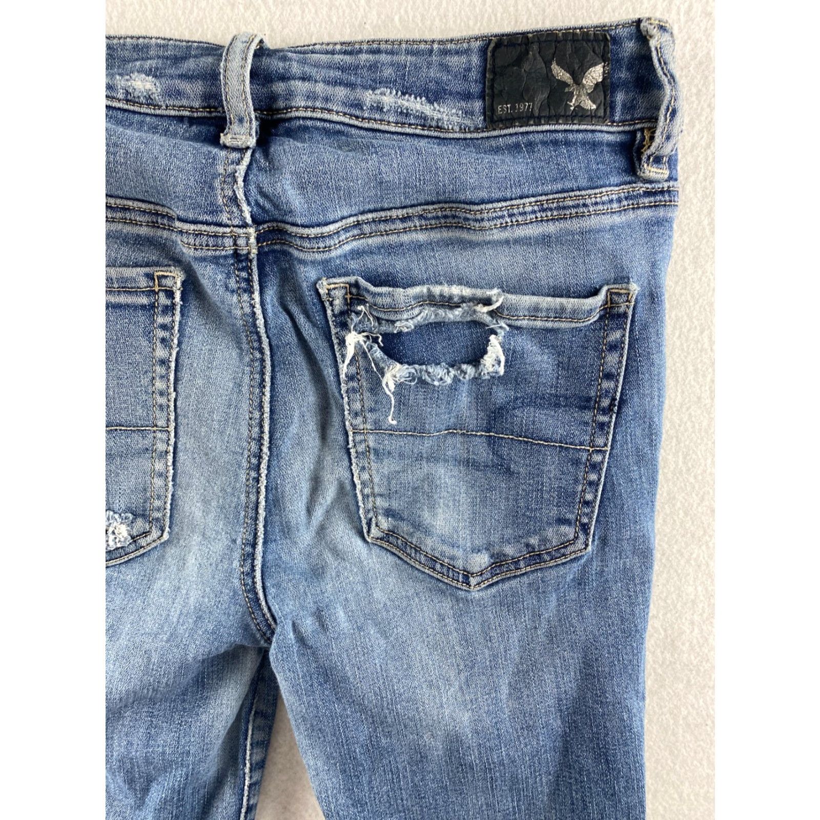 American Eagle Outfitters American Eagle Outfitters Jeans Womens 4 Jegging Stretch Ankle Denim Destroyed High Rise 27in 5-Pocket Blue Size 27" / US 4 / IT 40 - 2 Thumbnail