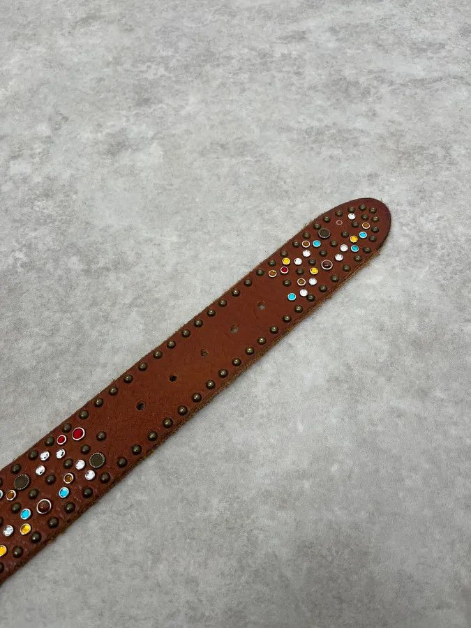 Dolce & Gabbana SS2010 Dolce & Gabbana Brown Leather Multicolore Studded Unique Belt Size ONE SIZE - 6 Thumbnail