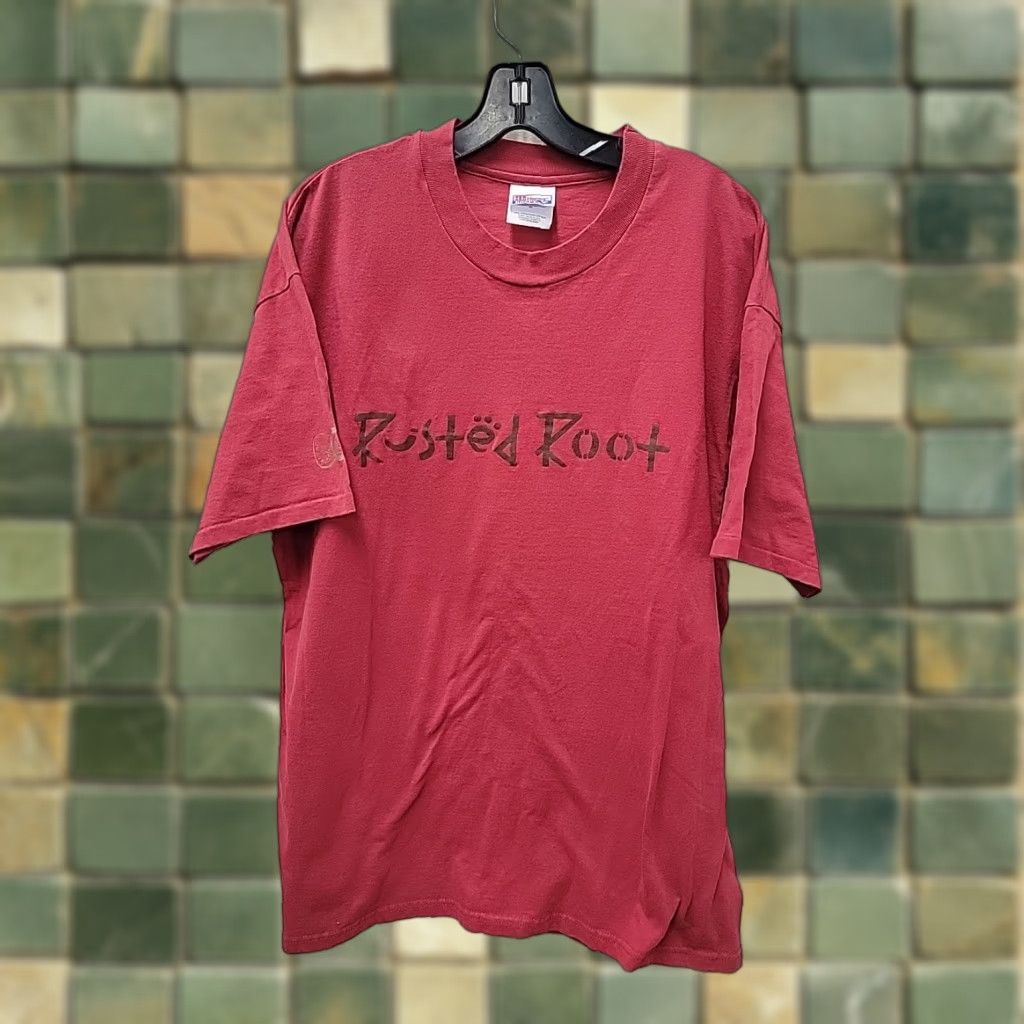 Hanes VINTAGE Rusted Root Cornell University Barton Hall '96 Shirt XL Red Crew Neck Short Sleeve Mens Hanes Double-Sided Size US XL / EU 56 / 4 - 1 Thumbnail
