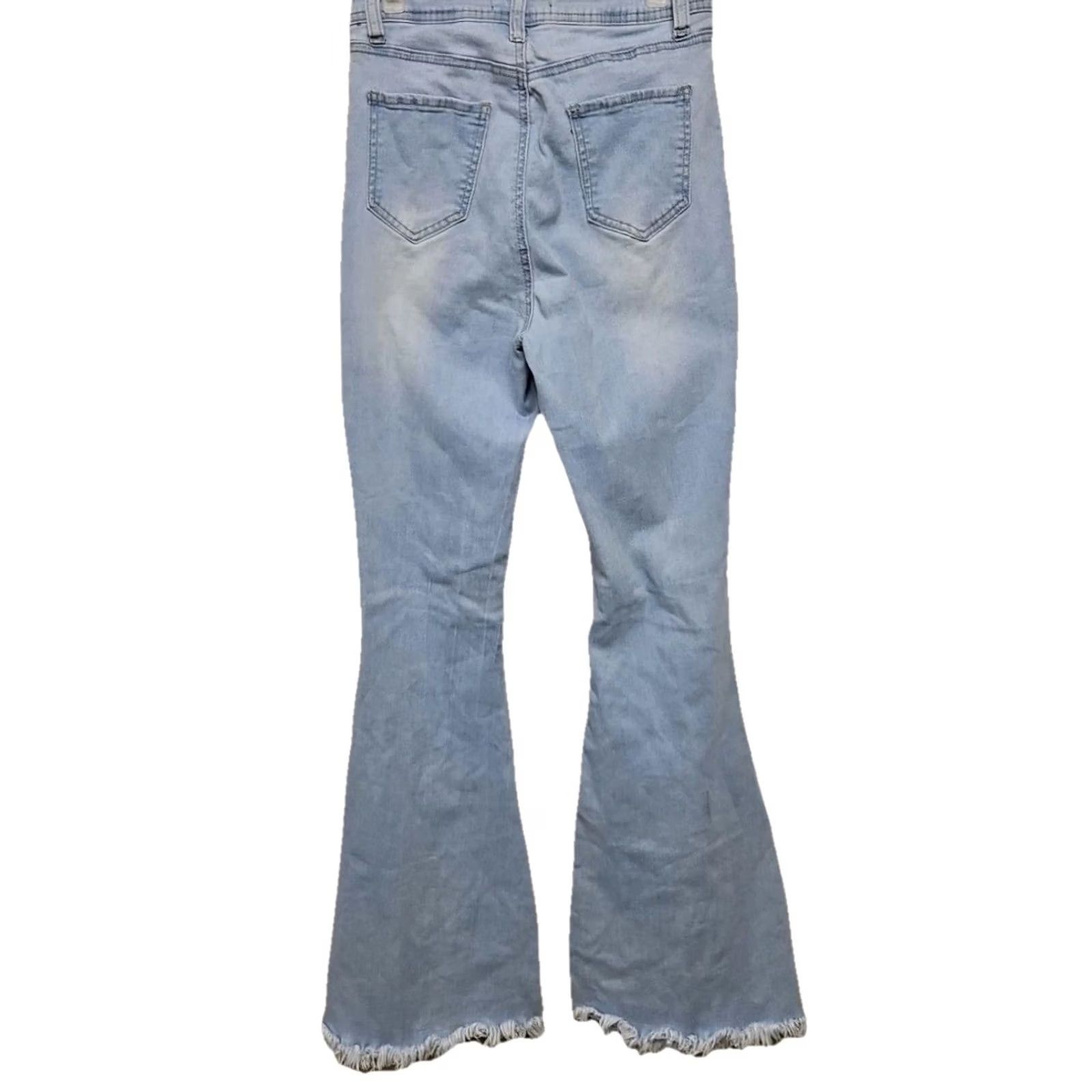 Vintage JC JO Distressed Flare Jeans Womens M Light Wash Raw Hem Ripped Knees Jeans Distressed Flare Jeans Womens M Light Blue 90s? Size 32" / US 10 / IT 46 - 4 Thumbnail