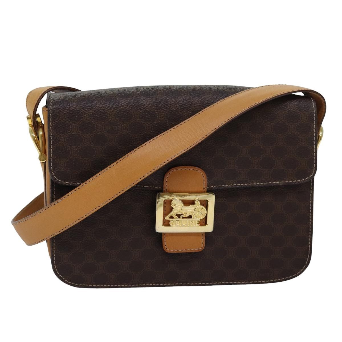 Celine CELINE Macadam Canvas Shoulder Bag Pvc Leather Brown Size ONE SIZE - 1 Thumbnail