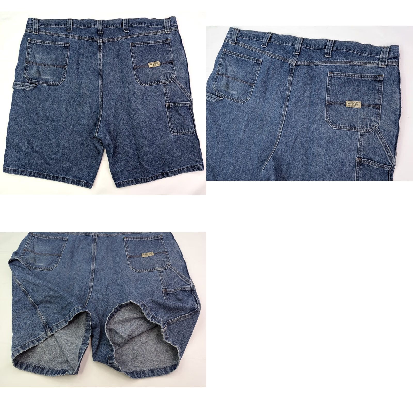 Wrangler Wrangler Men's Cargo Denim Shorts 48 Reg 10" Inseam Blue 100% Cotton Front Zip Button Pockets Cargo Style Belt Loops Vintage: No Size US 32 / EU 48 - 8 Thumbnail
